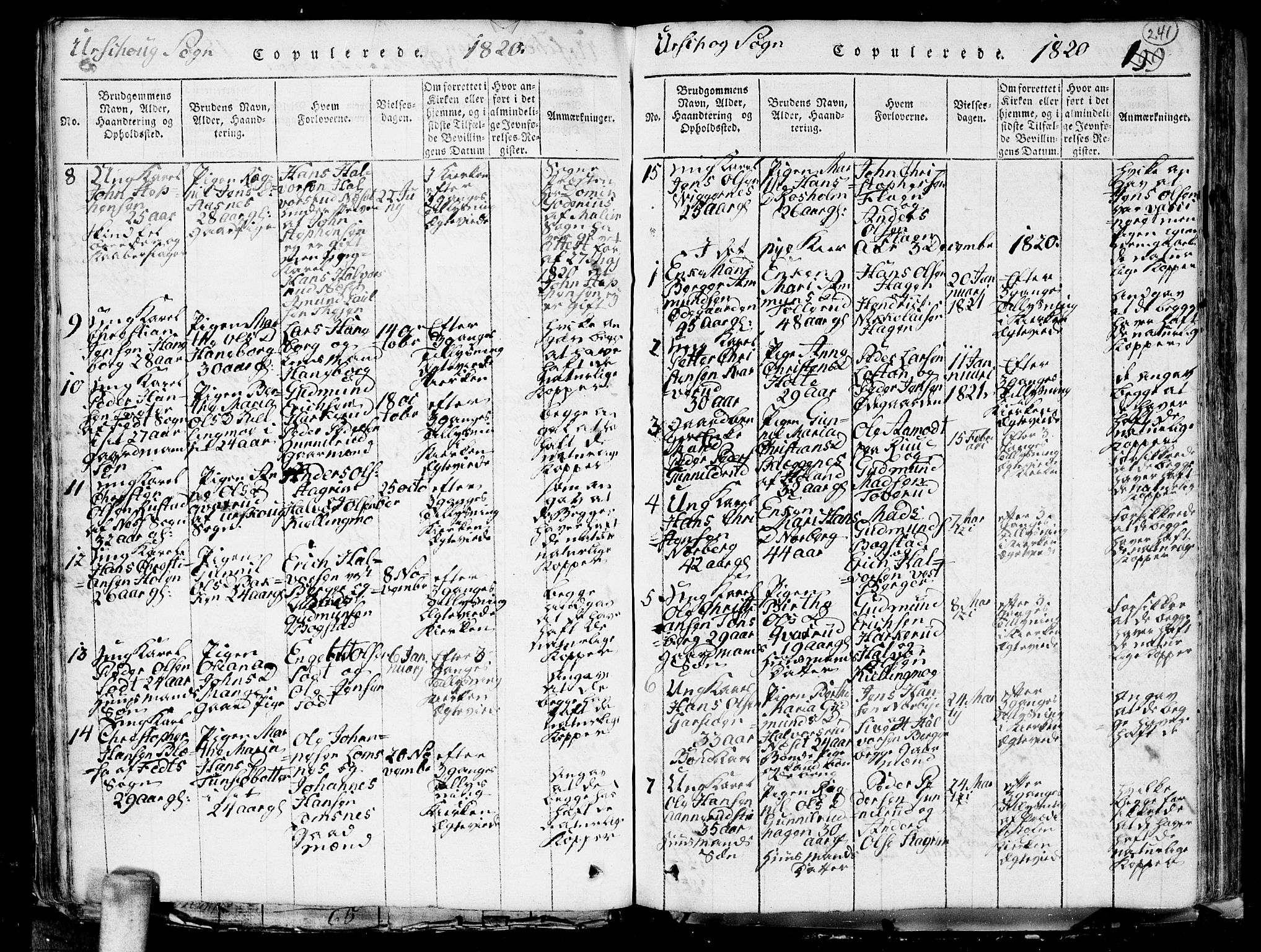 Aurskog prestekontor Kirkebøker, SAO/A-10304a/G/Ga/L0001: Parish register (copy) no. I 1, 1814-1829, p. 241