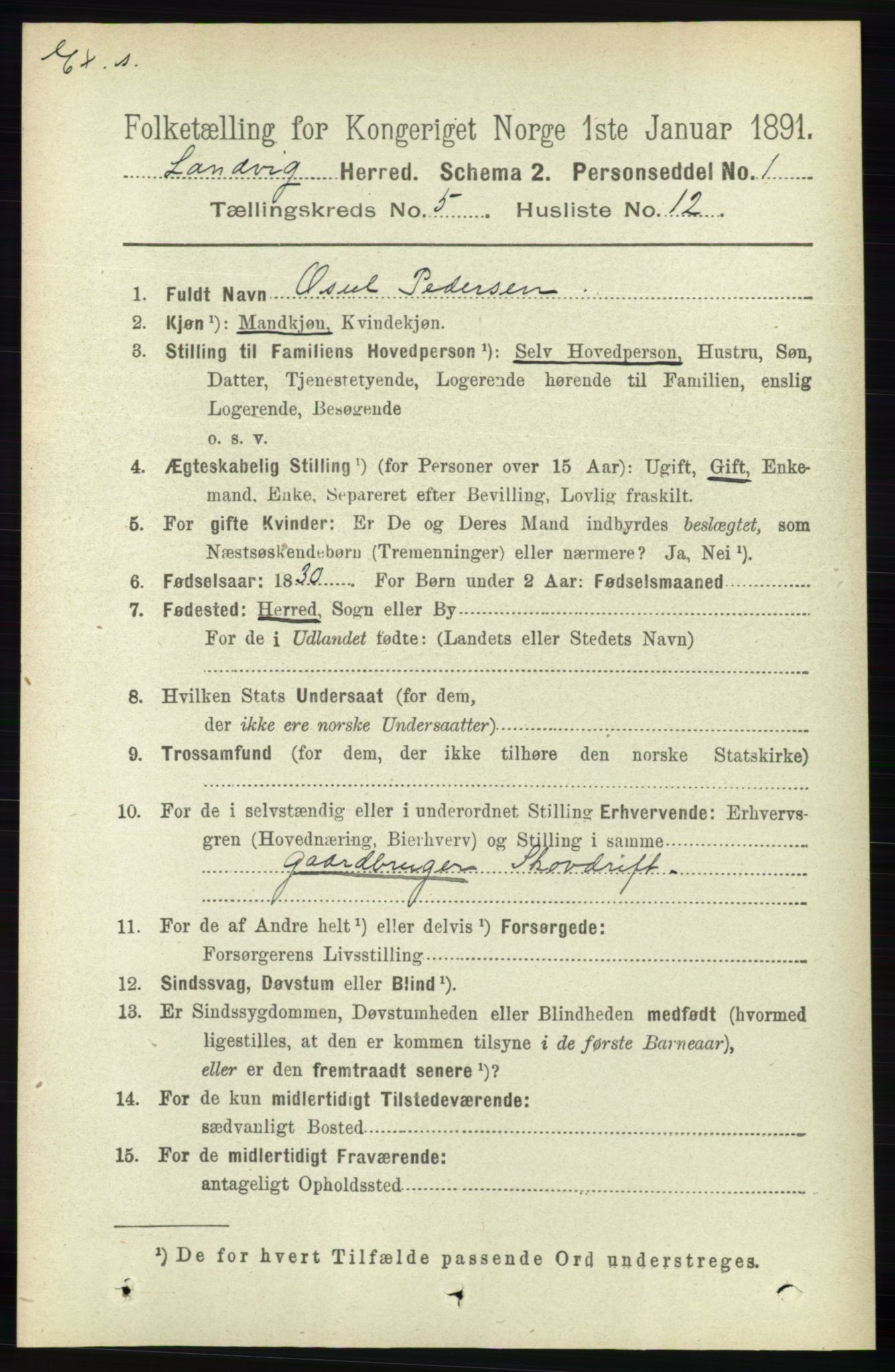 RA, Census 1891 for Nedenes amt: Gjenparter av personsedler for beslektede ektefeller, menn, 1891, p. 770