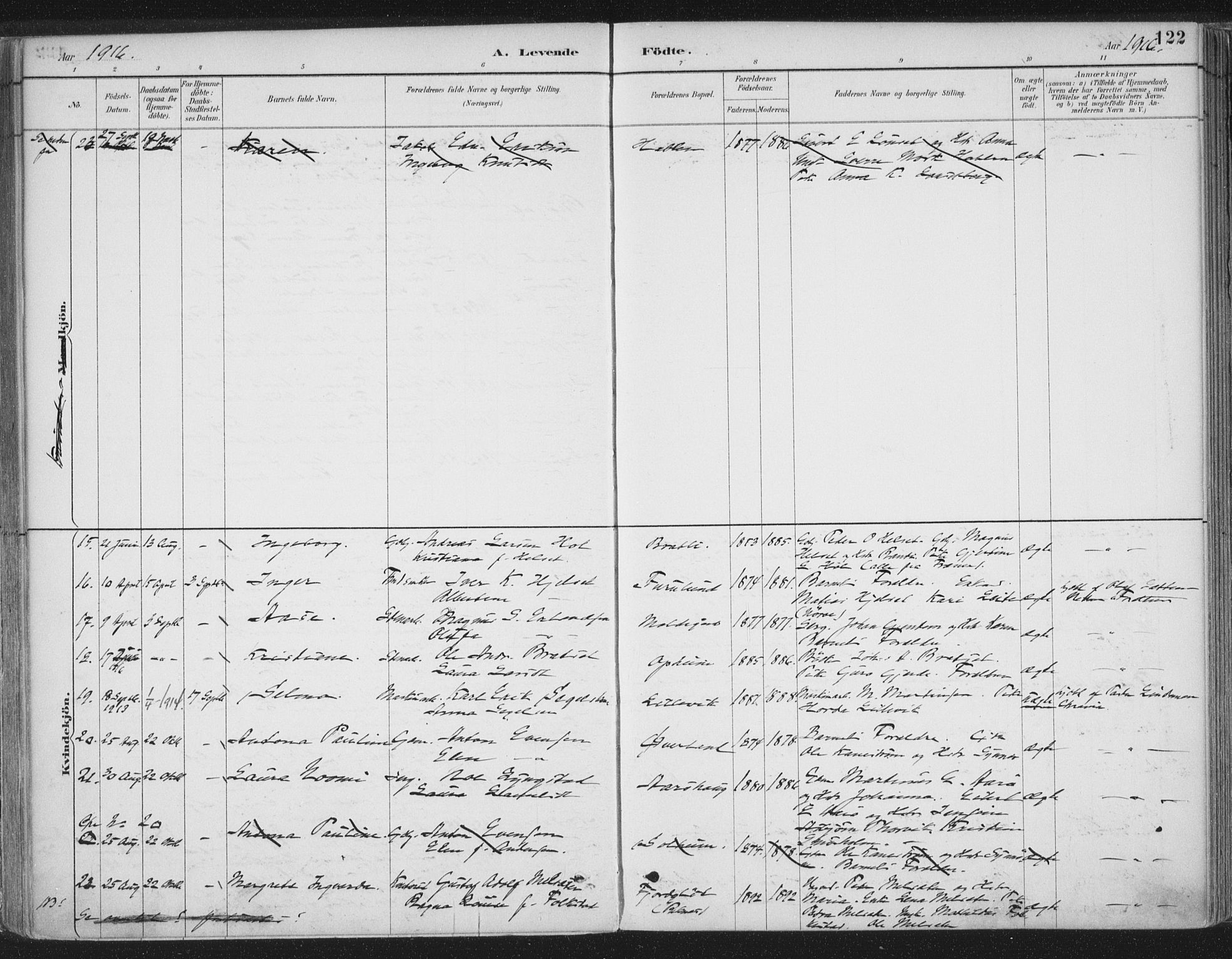 Ministerialprotokoller, klokkerbøker og fødselsregistre - Møre og Romsdal, AV/SAT-A-1454/555/L0658: Parish register (official) no. 555A09, 1887-1917, p. 122