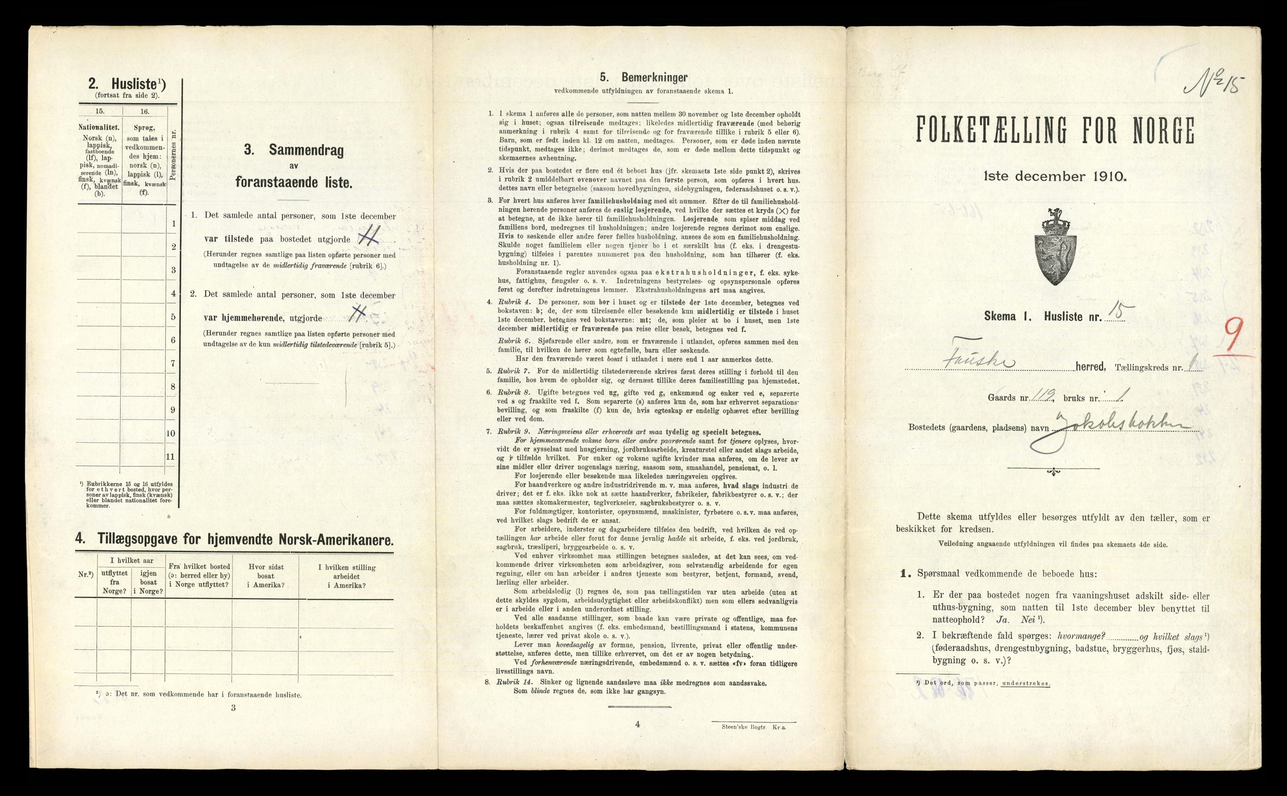 RA, 1910 census for Fauske, 1910, p. 112