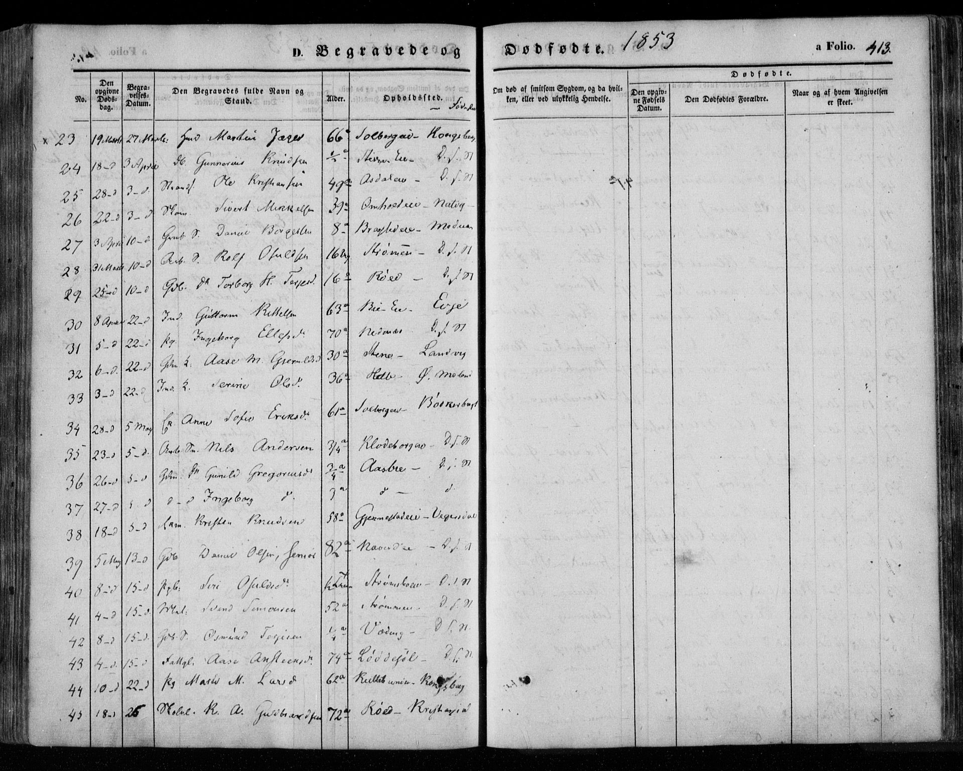 Øyestad sokneprestkontor, AV/SAK-1111-0049/F/Fa/L0014: Parish register (official) no. A 14, 1843-1856, p. 413