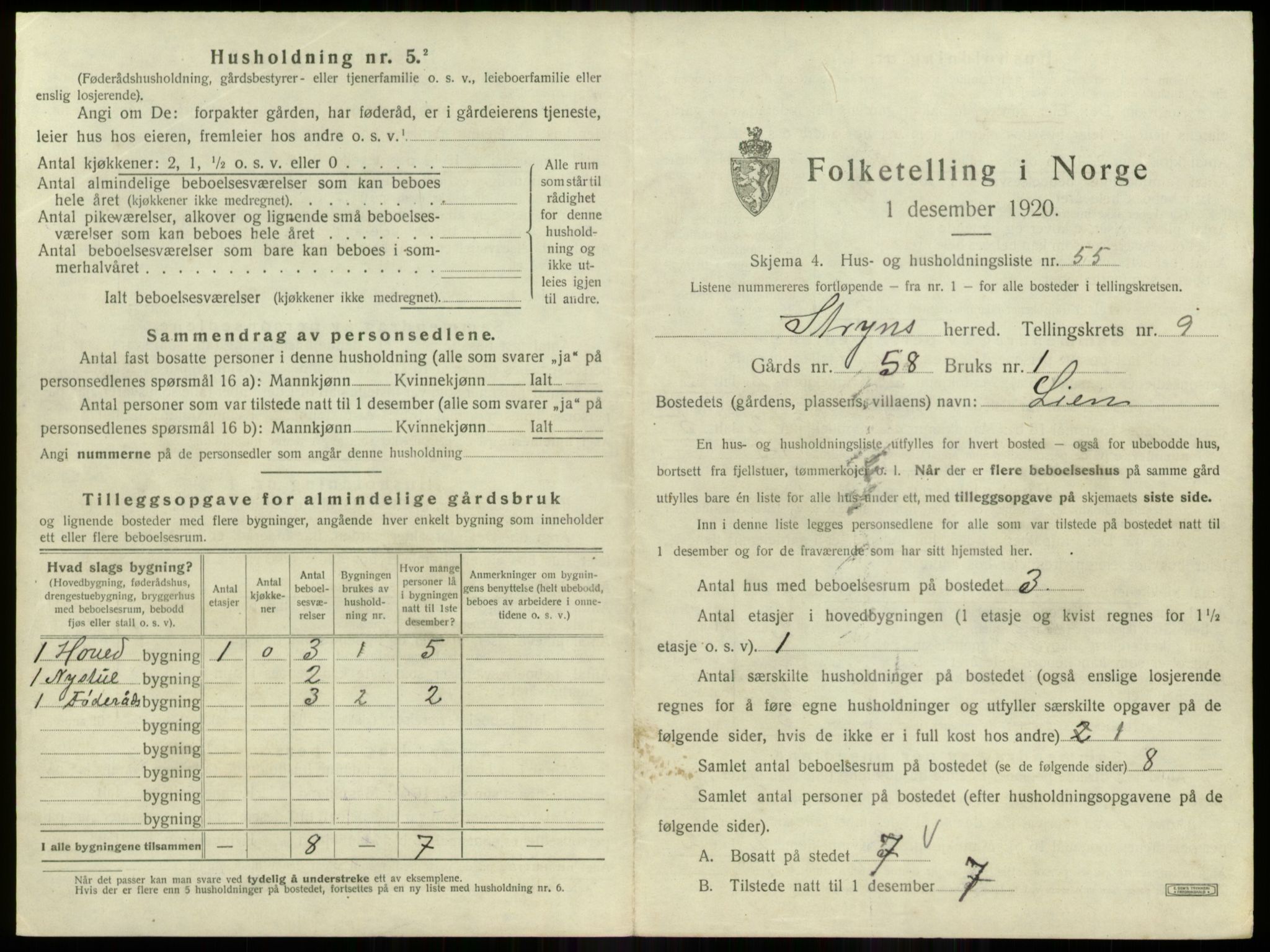 SAB, 1920 census for Stryn, 1920, p. 661