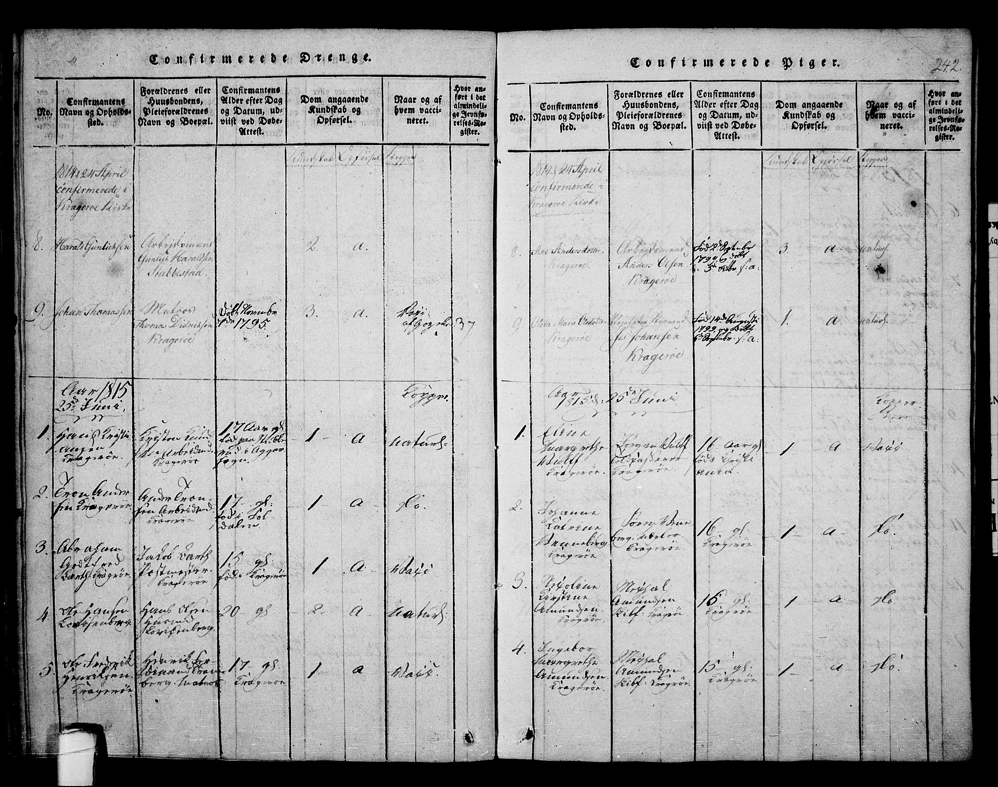 Kragerø kirkebøker, SAKO/A-278/F/Fa/L0004: Parish register (official) no. 4, 1814-1831, p. 242