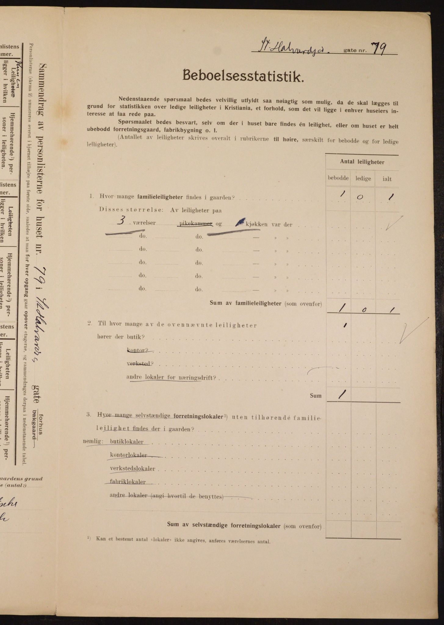 OBA, Municipal Census 1910 for Kristiania, 1910, p. 84036