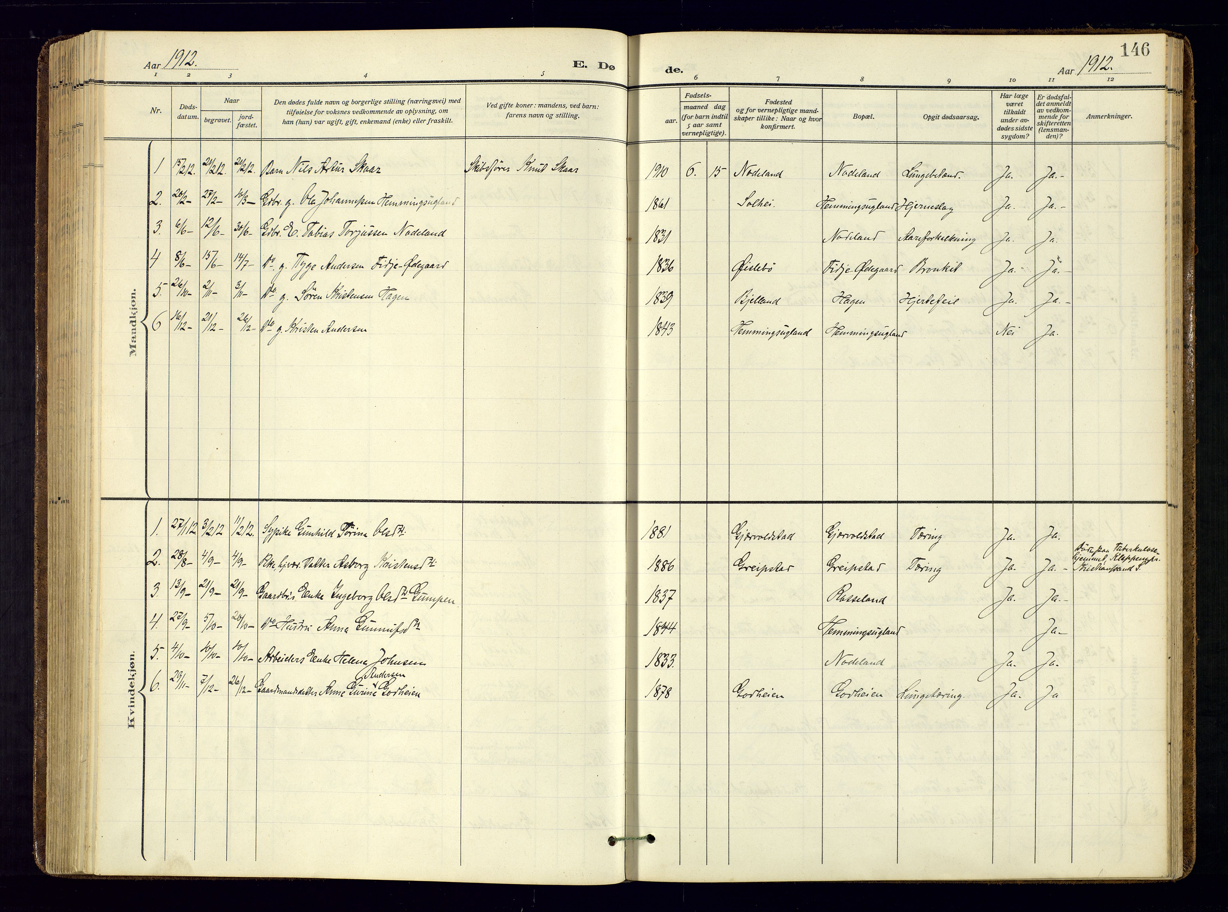 Søgne sokneprestkontor, AV/SAK-1111-0037/F/Fa/Faa/L0004: Parish register (official) no. A-4, 1911-1945, p. 146