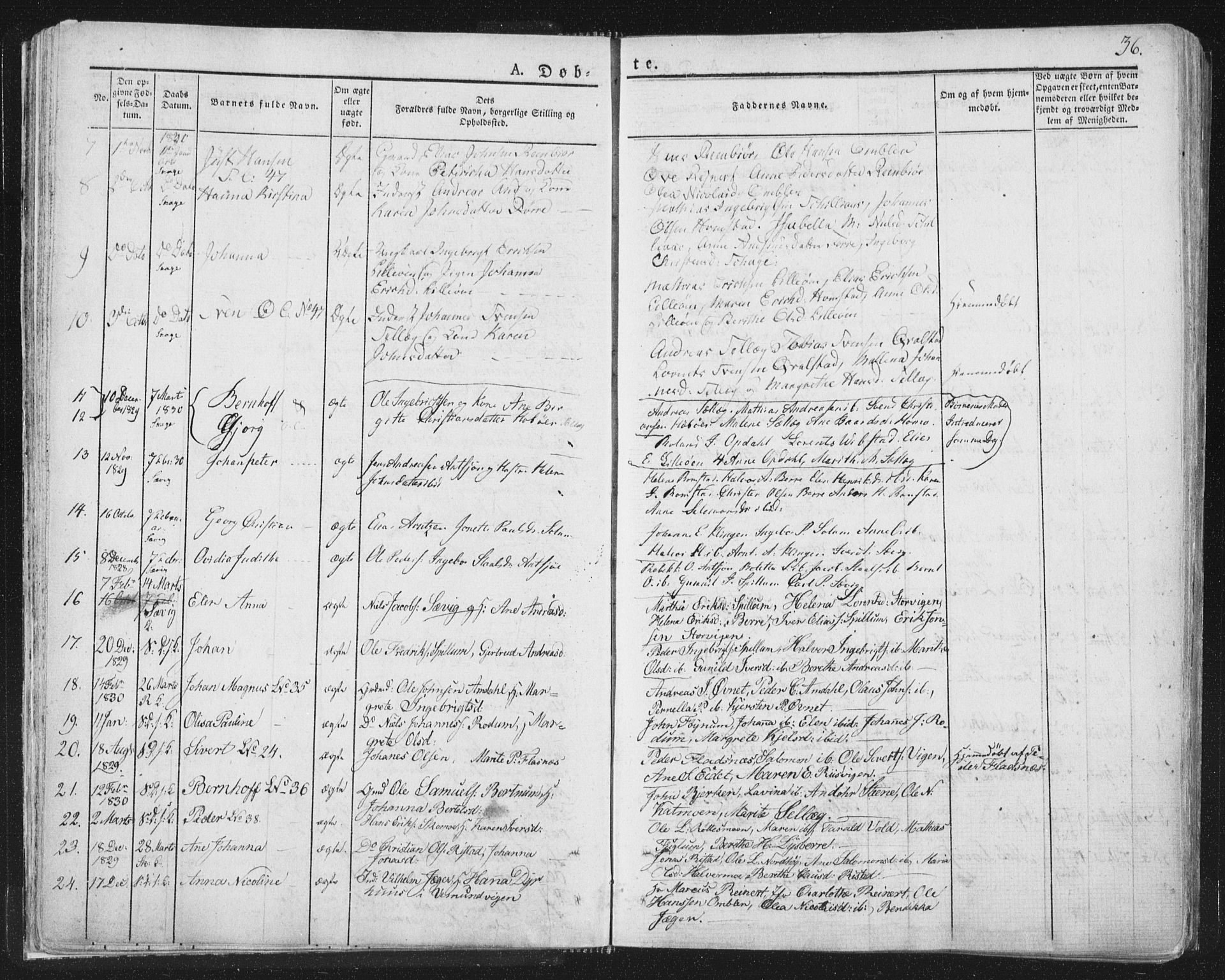 Ministerialprotokoller, klokkerbøker og fødselsregistre - Nord-Trøndelag, AV/SAT-A-1458/764/L0551: Parish register (official) no. 764A07a, 1824-1864, p. 36