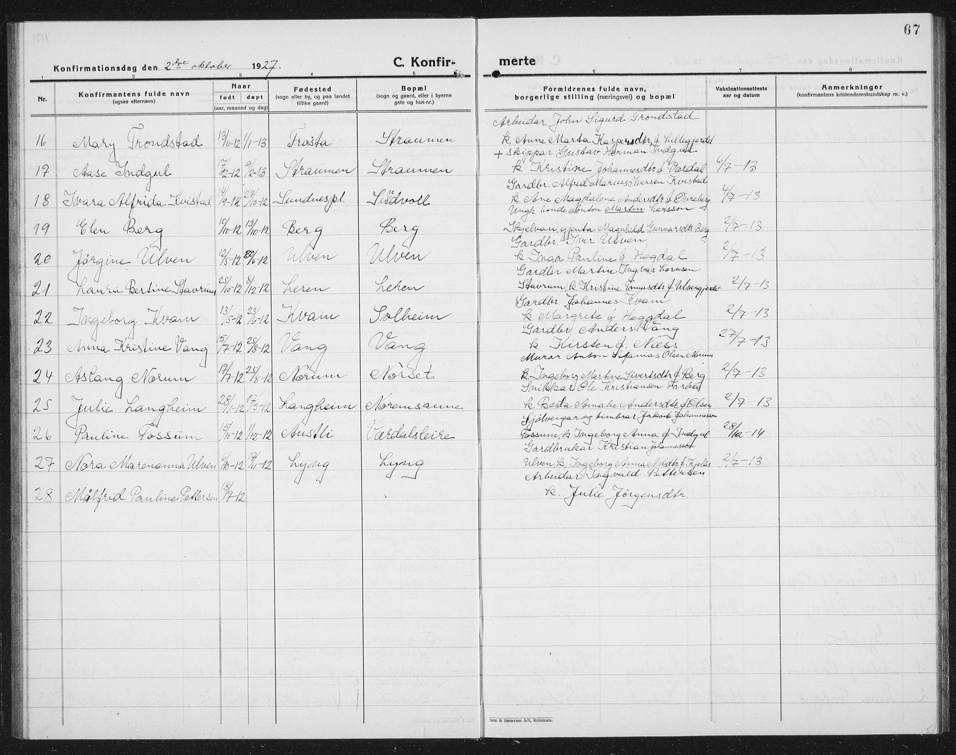 Ministerialprotokoller, klokkerbøker og fødselsregistre - Nord-Trøndelag, AV/SAT-A-1458/730/L0303: Parish register (copy) no. 730C06, 1924-1933, p. 67