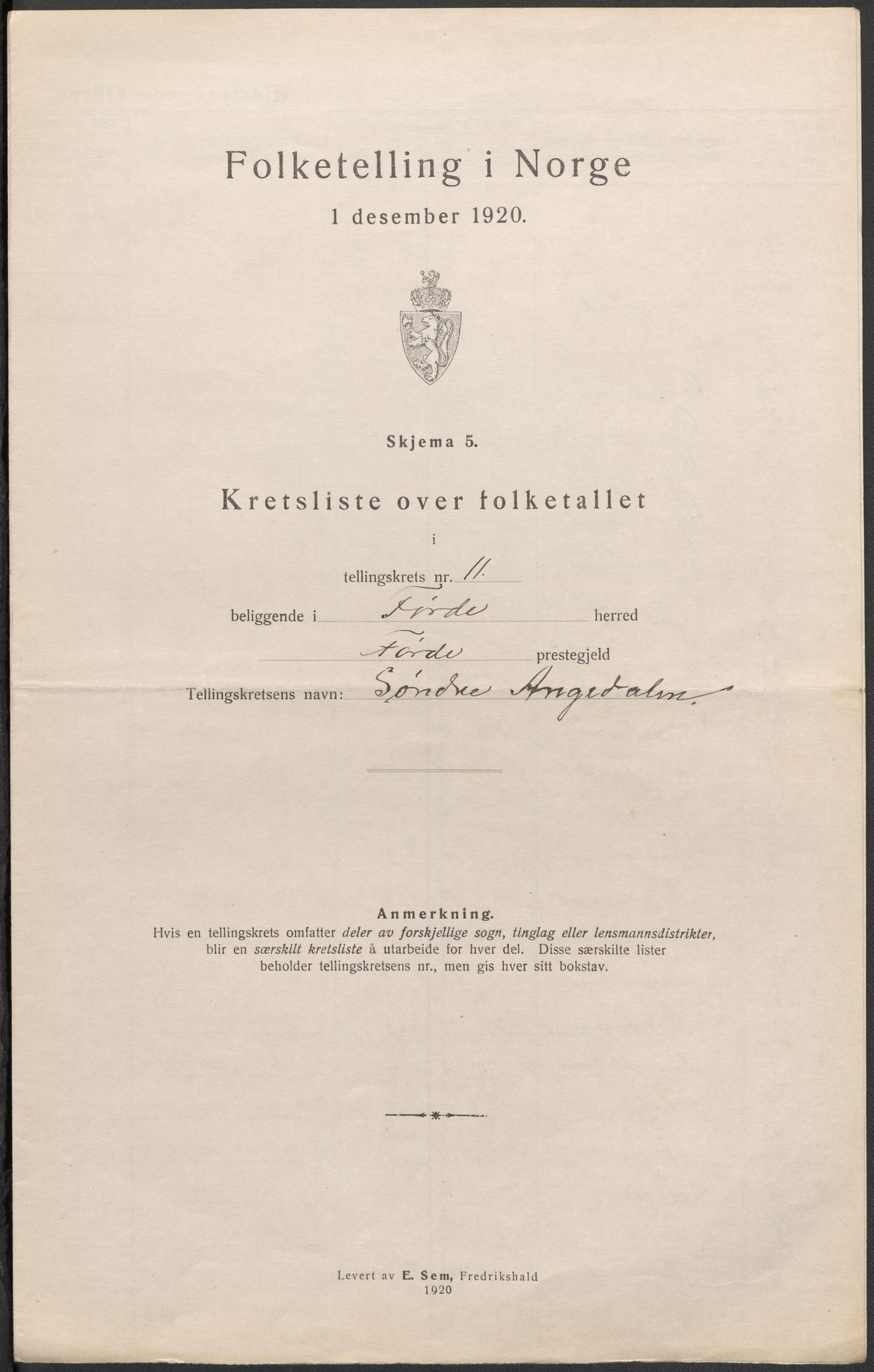 SAB, 1920 census for Førde, 1920, p. 35