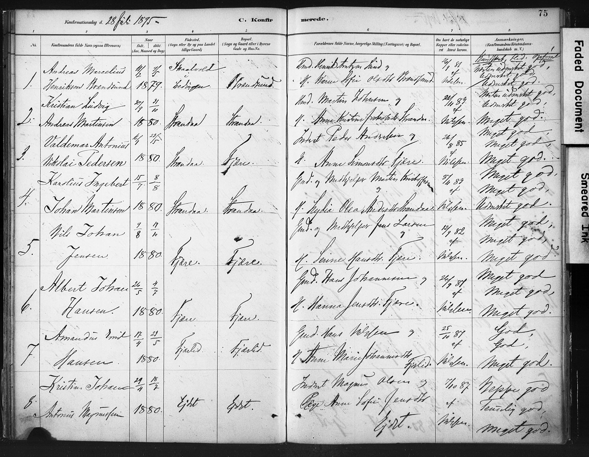 Ministerialprotokoller, klokkerbøker og fødselsregistre - Nordland, AV/SAT-A-1459/803/L0071: Parish register (official) no. 803A01, 1881-1897, p. 75