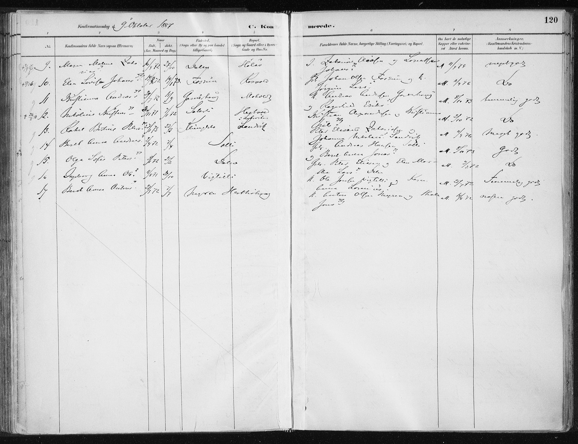 Ministerialprotokoller, klokkerbøker og fødselsregistre - Nord-Trøndelag, SAT/A-1458/701/L0010: Parish register (official) no. 701A10, 1883-1899, p. 120