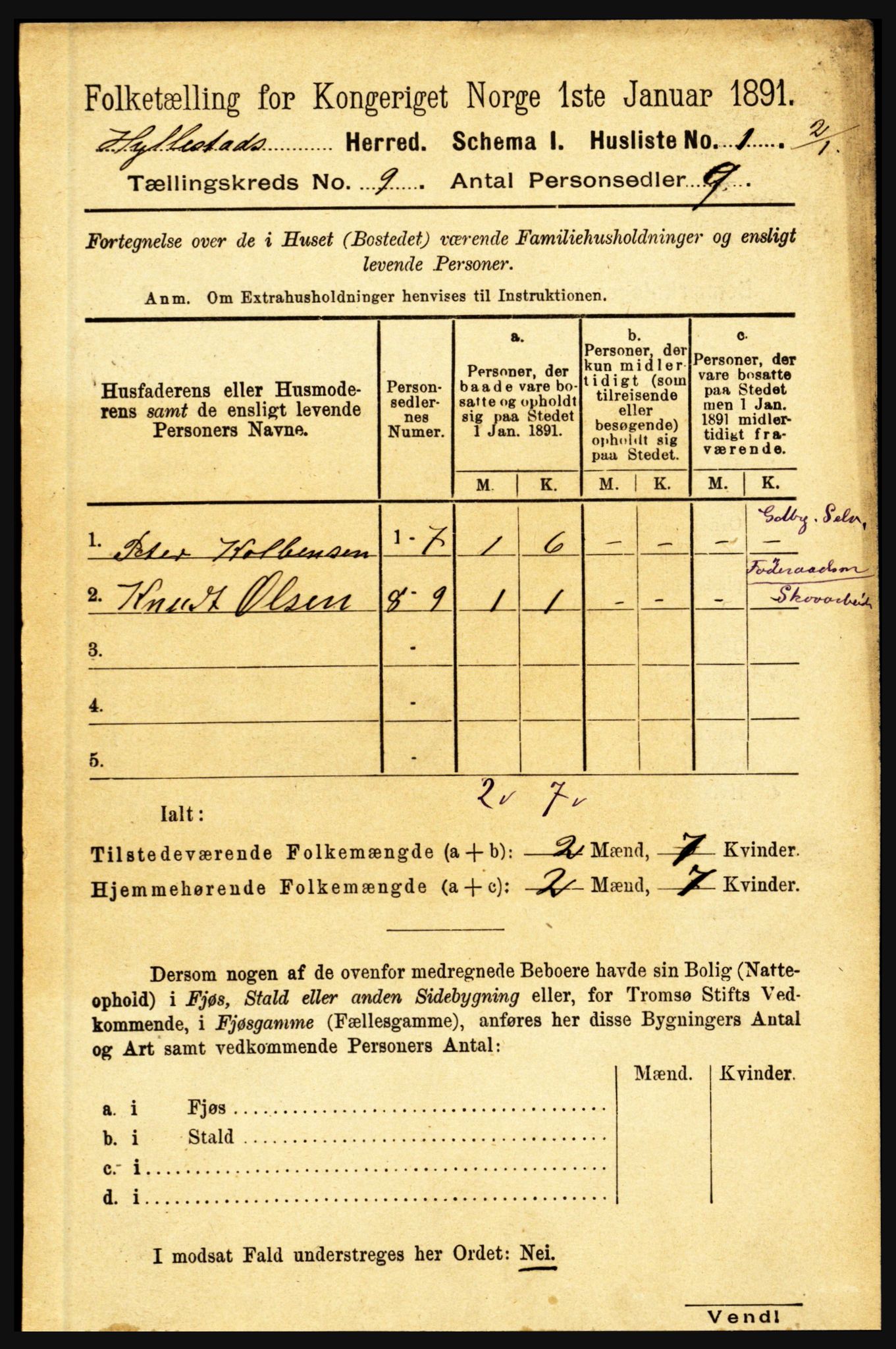 RA, 1891 census for 1413 Hyllestad, 1891, p. 1553