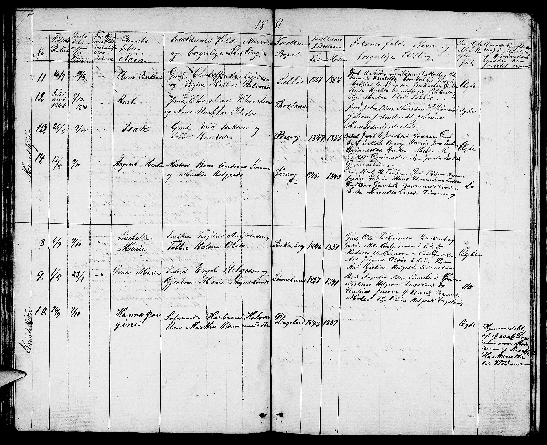 Tysvær sokneprestkontor, SAST/A -101864/H/Ha/Hab/L0001: Parish register (copy) no. B 1, 1851-1887, p. 85