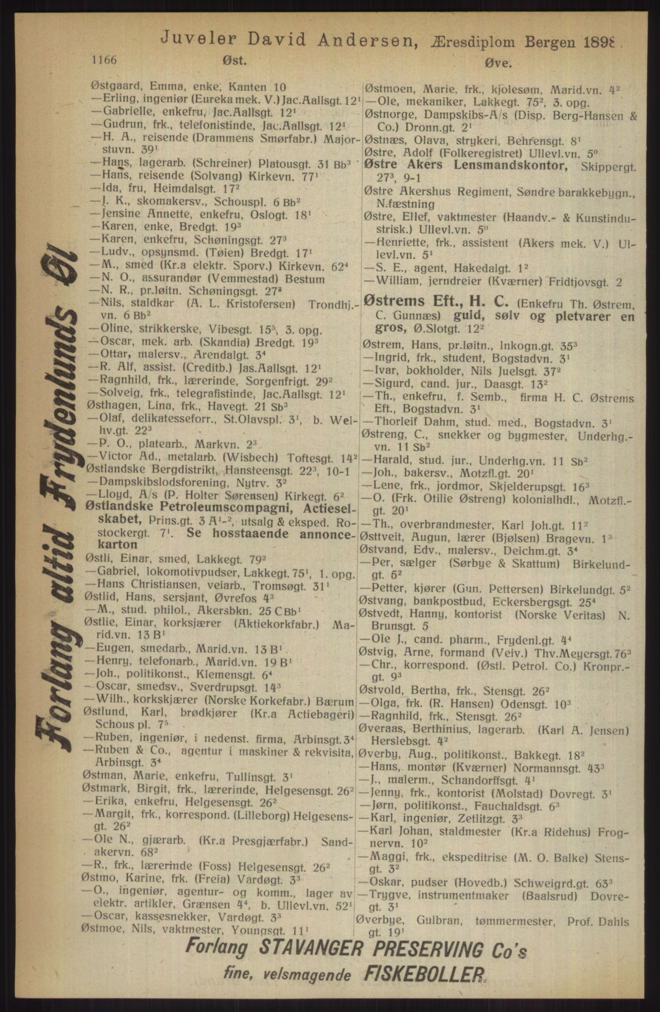 Kristiania/Oslo adressebok, PUBL/-, 1914, p. 1166