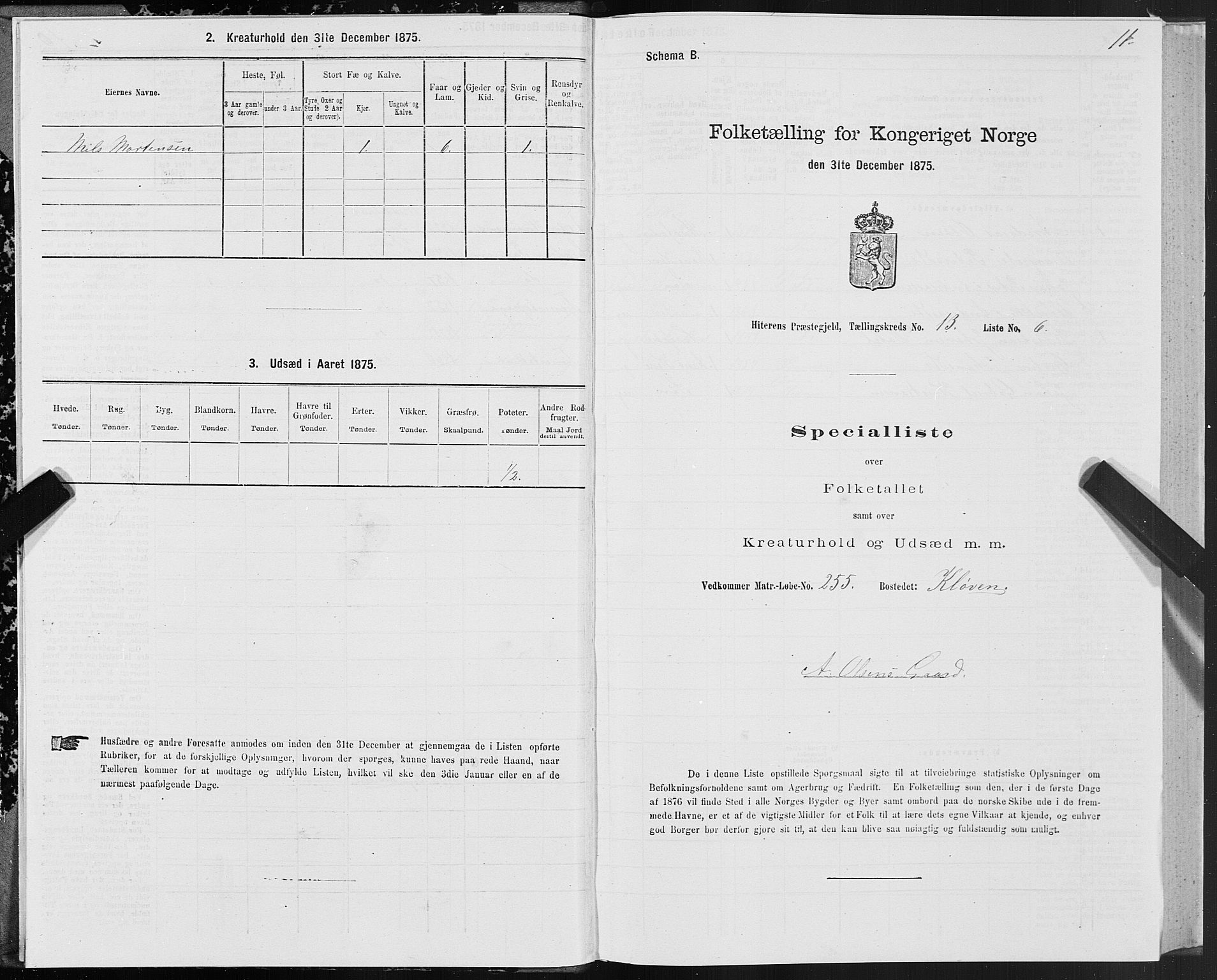 SAT, 1875 census for 1617P Hitra, 1875, p. 7011