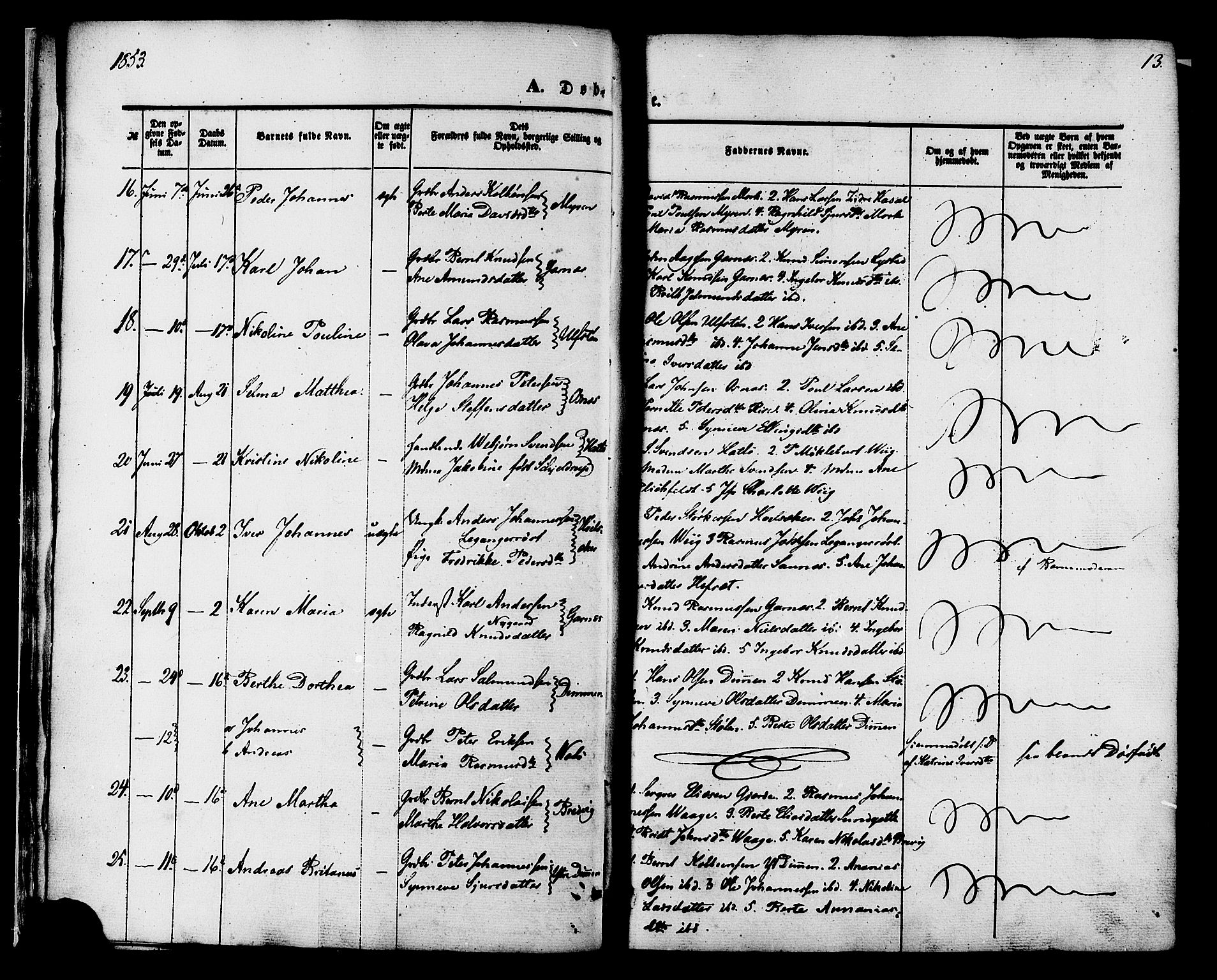 Ministerialprotokoller, klokkerbøker og fødselsregistre - Møre og Romsdal, AV/SAT-A-1454/509/L0105: Parish register (official) no. 509A03, 1848-1882, p. 13