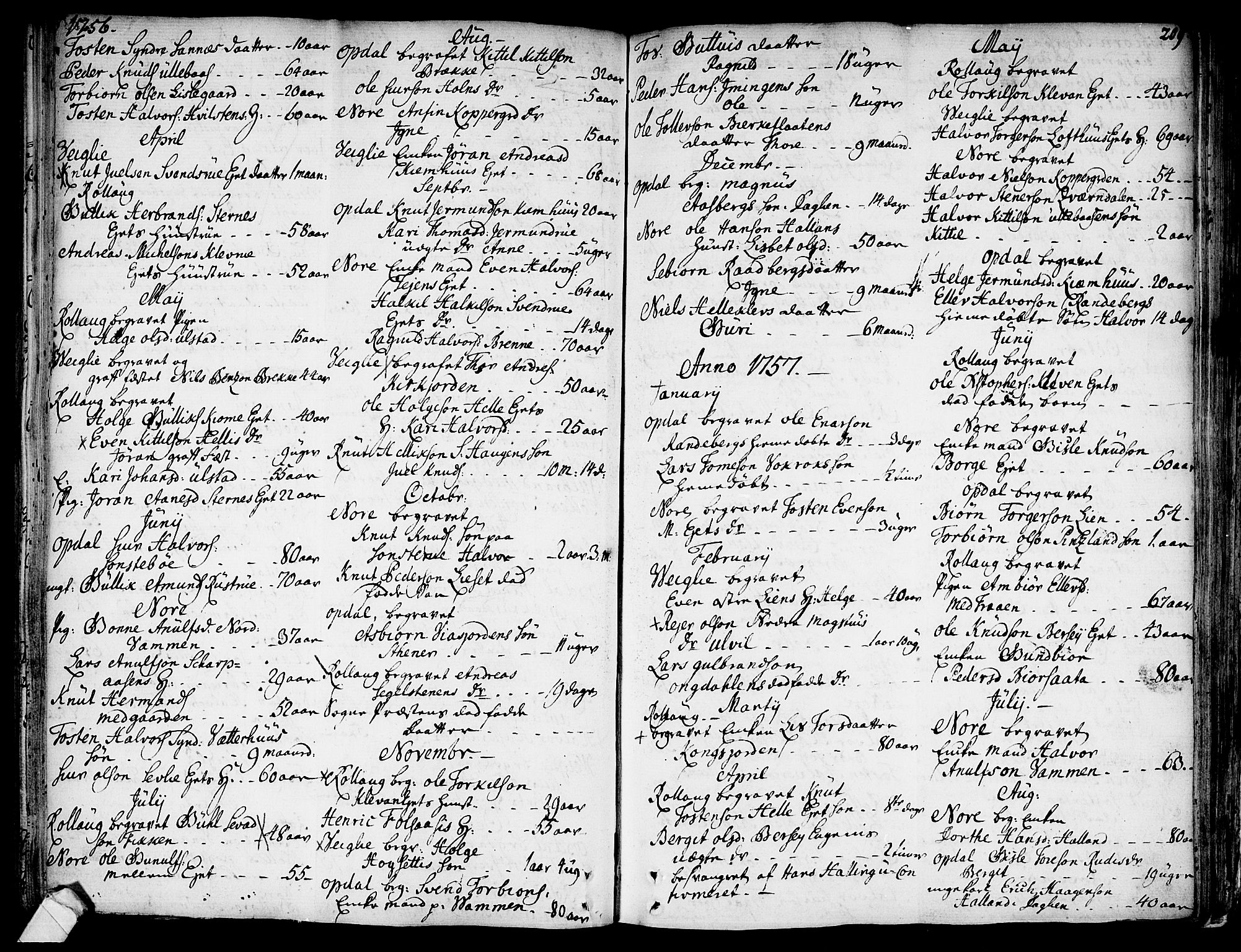 Rollag kirkebøker, SAKO/A-240/F/Fa/L0003: Parish register (official) no. I 3, 1743-1778, p. 209