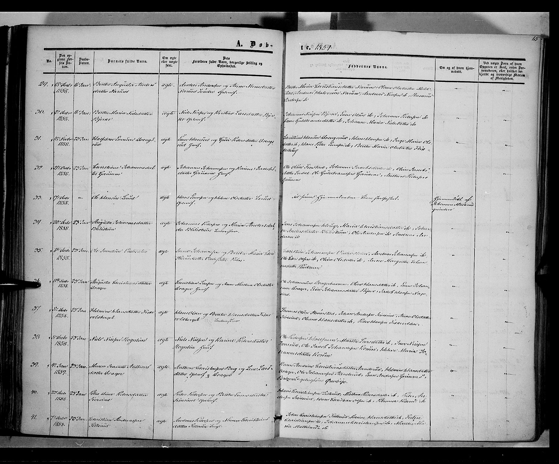Vestre Toten prestekontor, AV/SAH-PREST-108/H/Ha/Haa/L0006: Parish register (official) no. 6, 1856-1861, p. 65