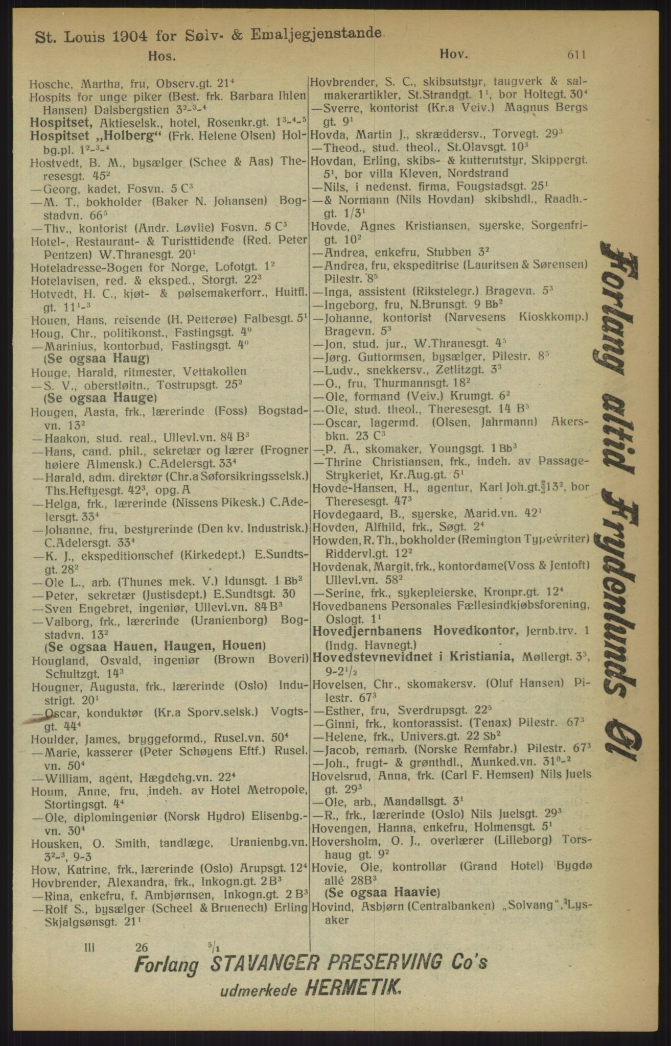 Kristiania/Oslo adressebok, PUBL/-, 1915, p. 611