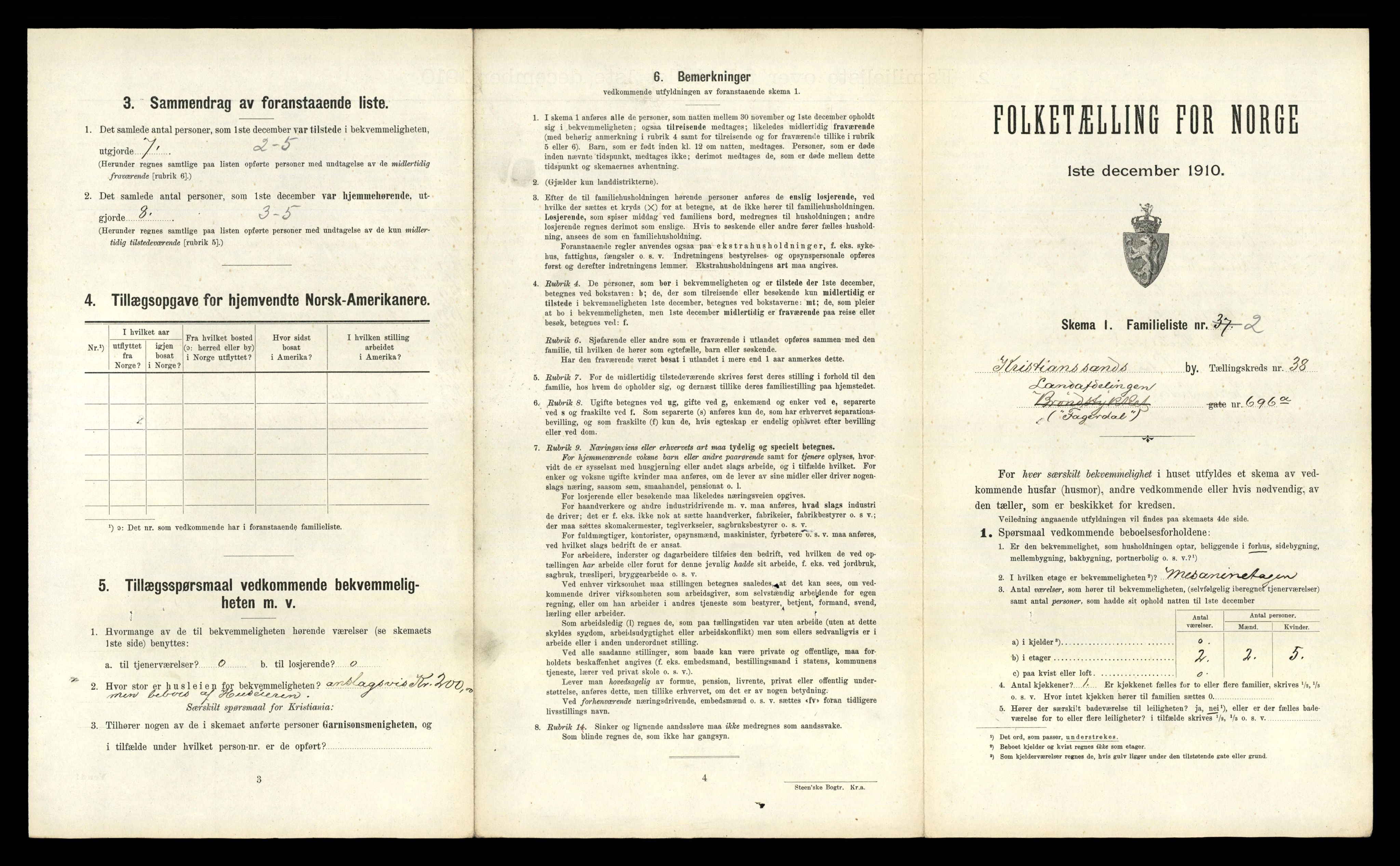 RA, 1910 census for Kristiansand, 1910, p. 9646