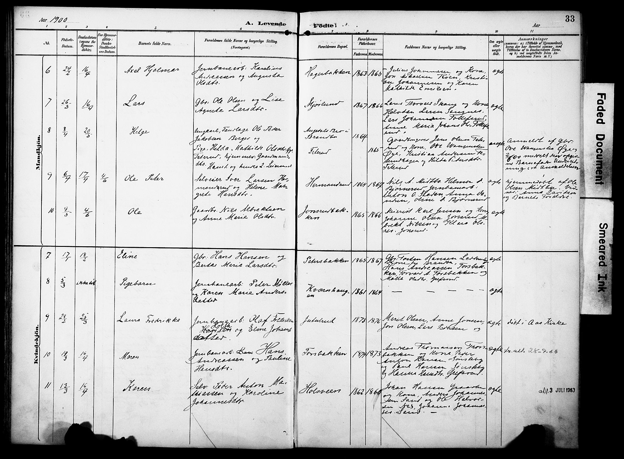 Vestre Toten prestekontor, AV/SAH-PREST-108/H/Ha/Haa/L0012: Parish register (official) no. 12, 1890-1906, p. 33