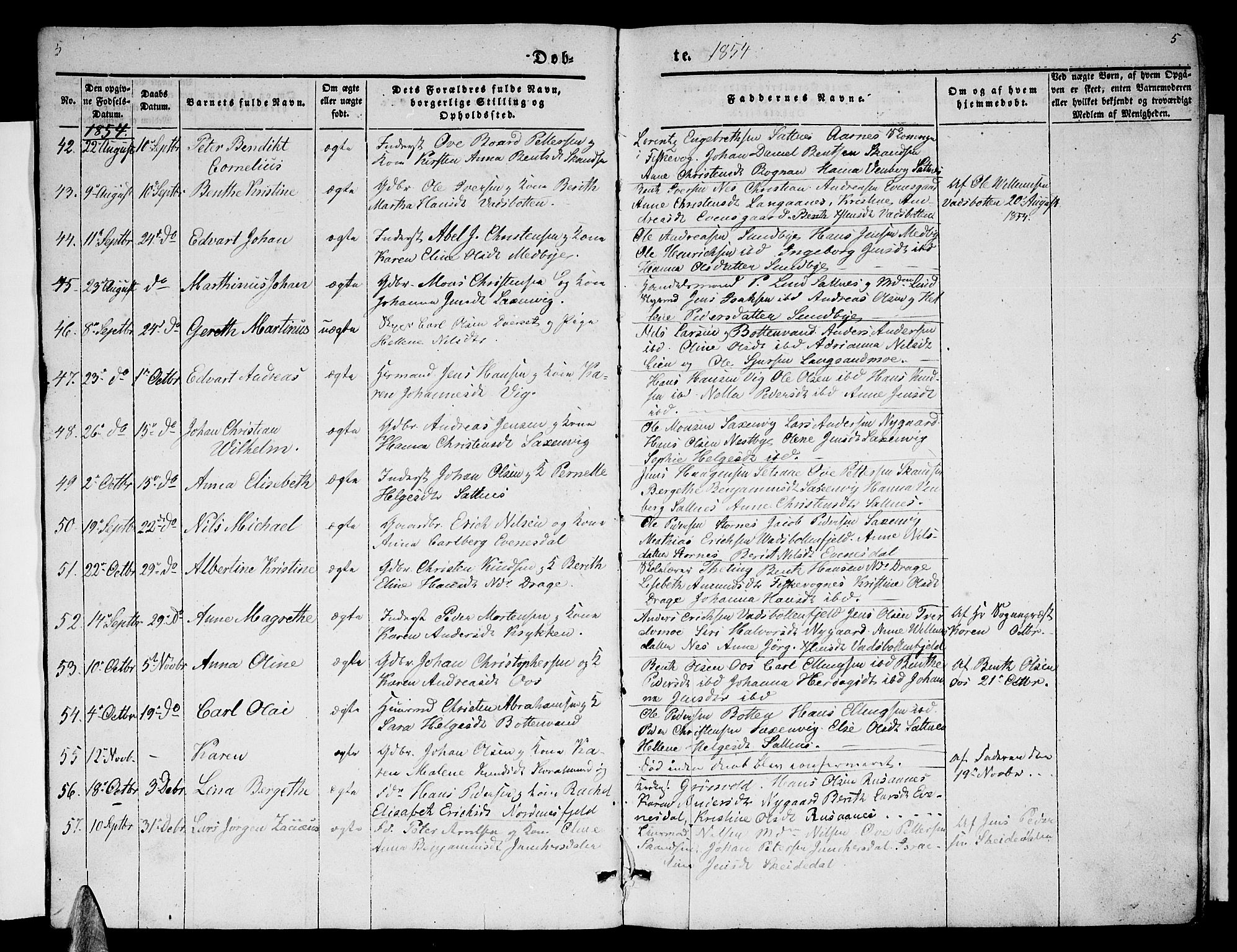 Ministerialprotokoller, klokkerbøker og fødselsregistre - Nordland, AV/SAT-A-1459/847/L0678: Parish register (copy) no. 847C06, 1854-1870, p. 5