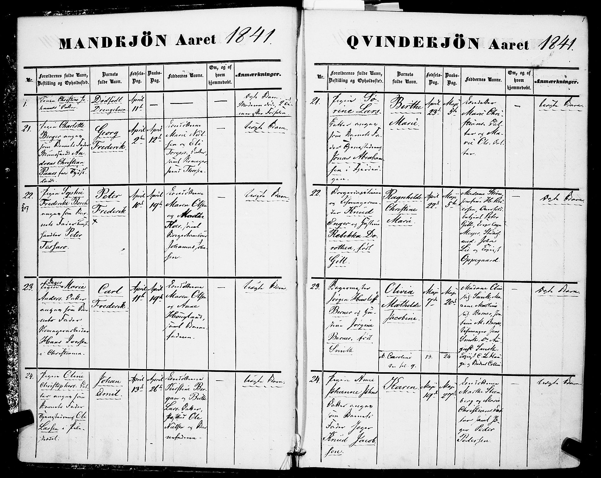 Rikshospitalet prestekontor Kirkebøker, AV/SAO-A-10309b/F/L0003: Parish register (official) no. 3, 1841-1853, p. 7