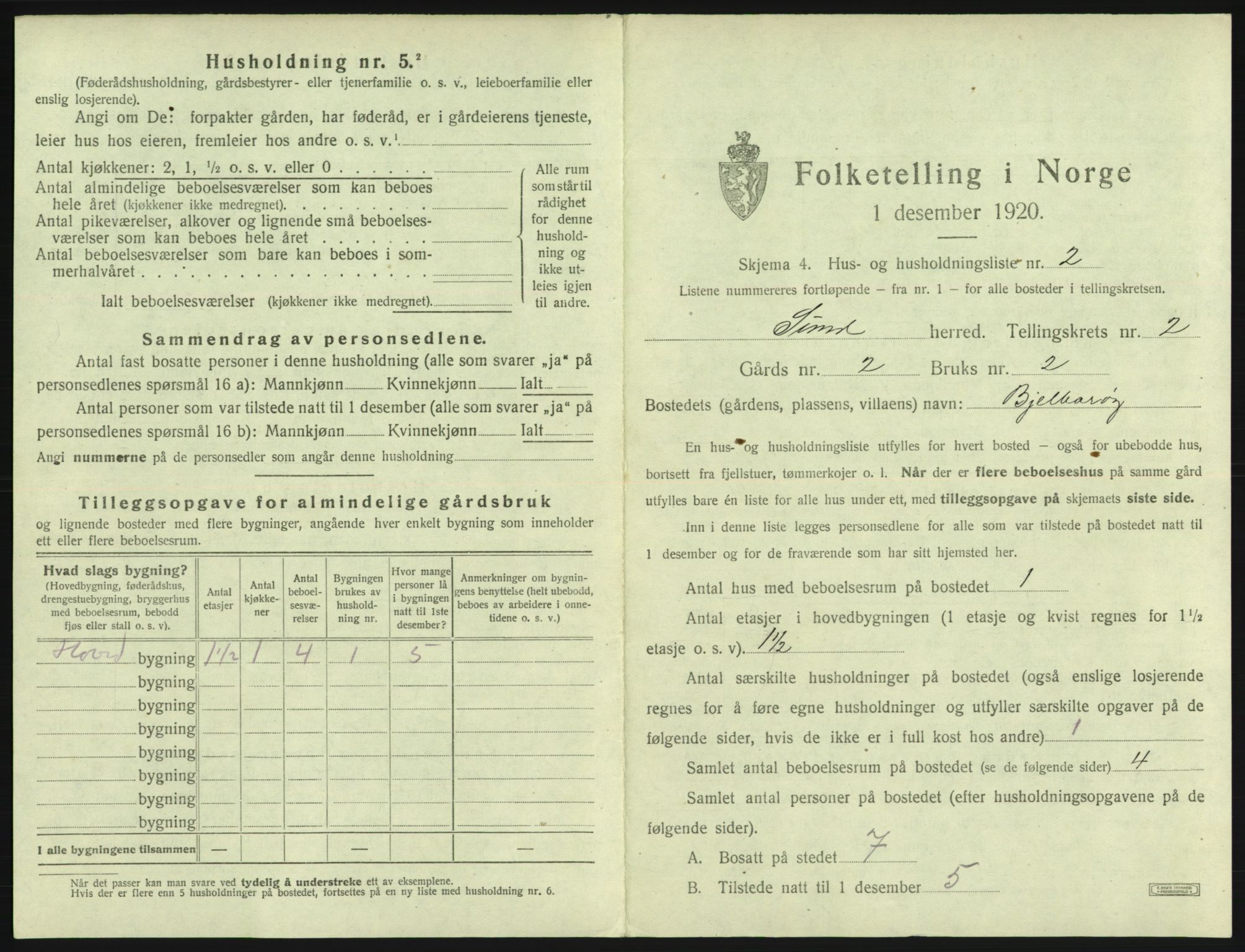 SAB, 1920 census for Sund, 1920, p. 125