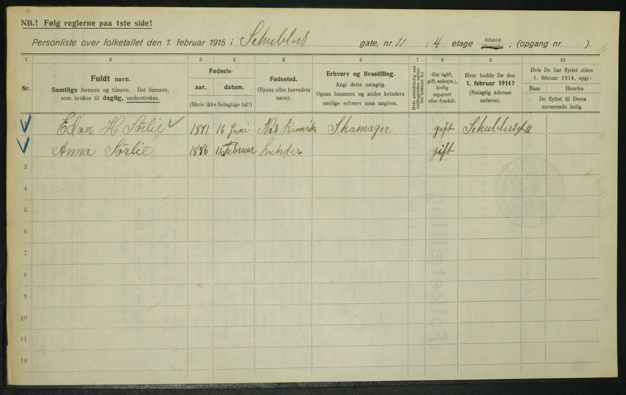 OBA, Municipal Census 1915 for Kristiania, 1915, p. 92691