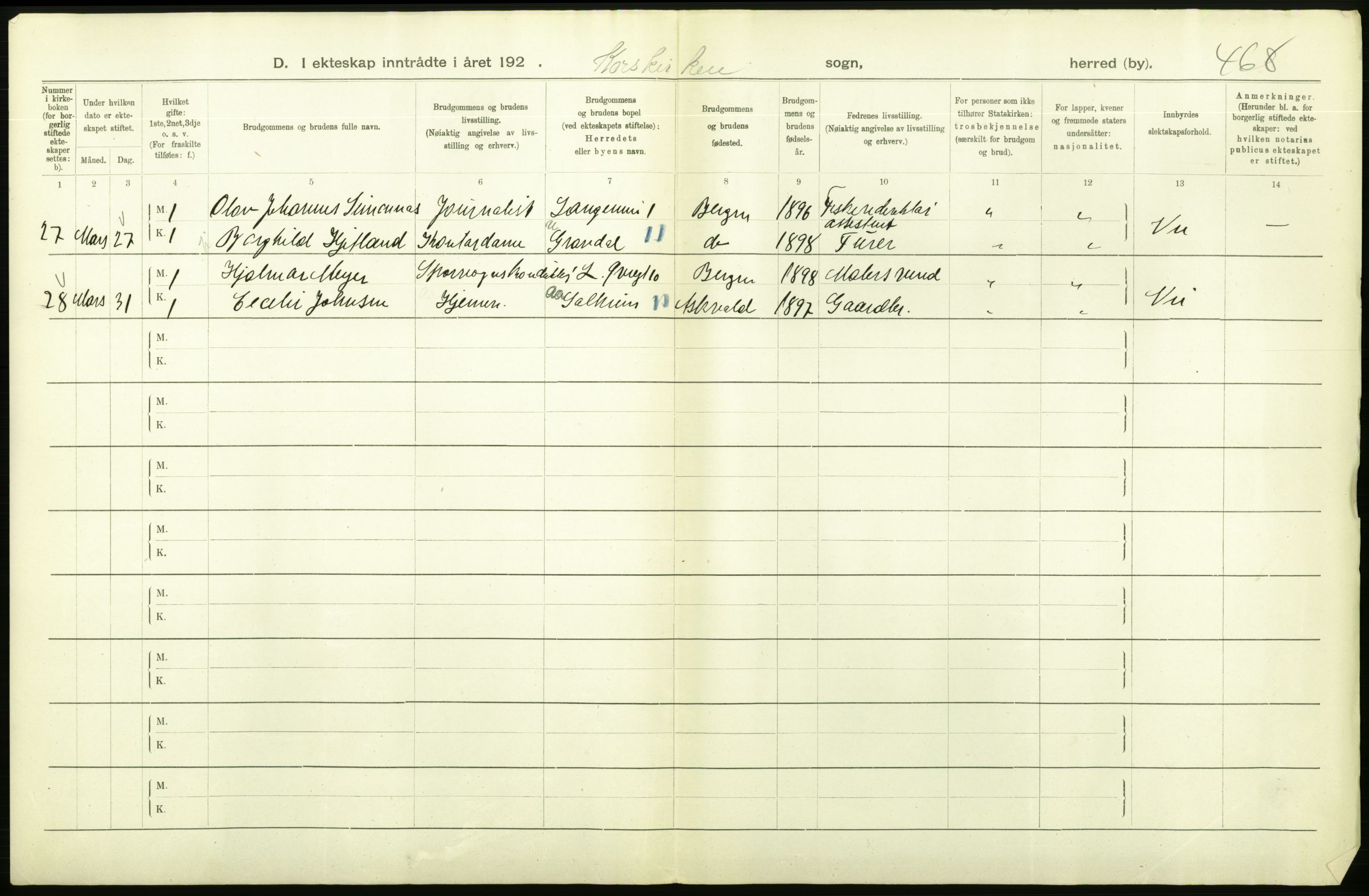 Statistisk sentralbyrå, Sosiodemografiske emner, Befolkning, AV/RA-S-2228/D/Df/Dfb/Dfbj/L0042: Bergen: Gifte, døde, dødfødte., 1920, p. 210