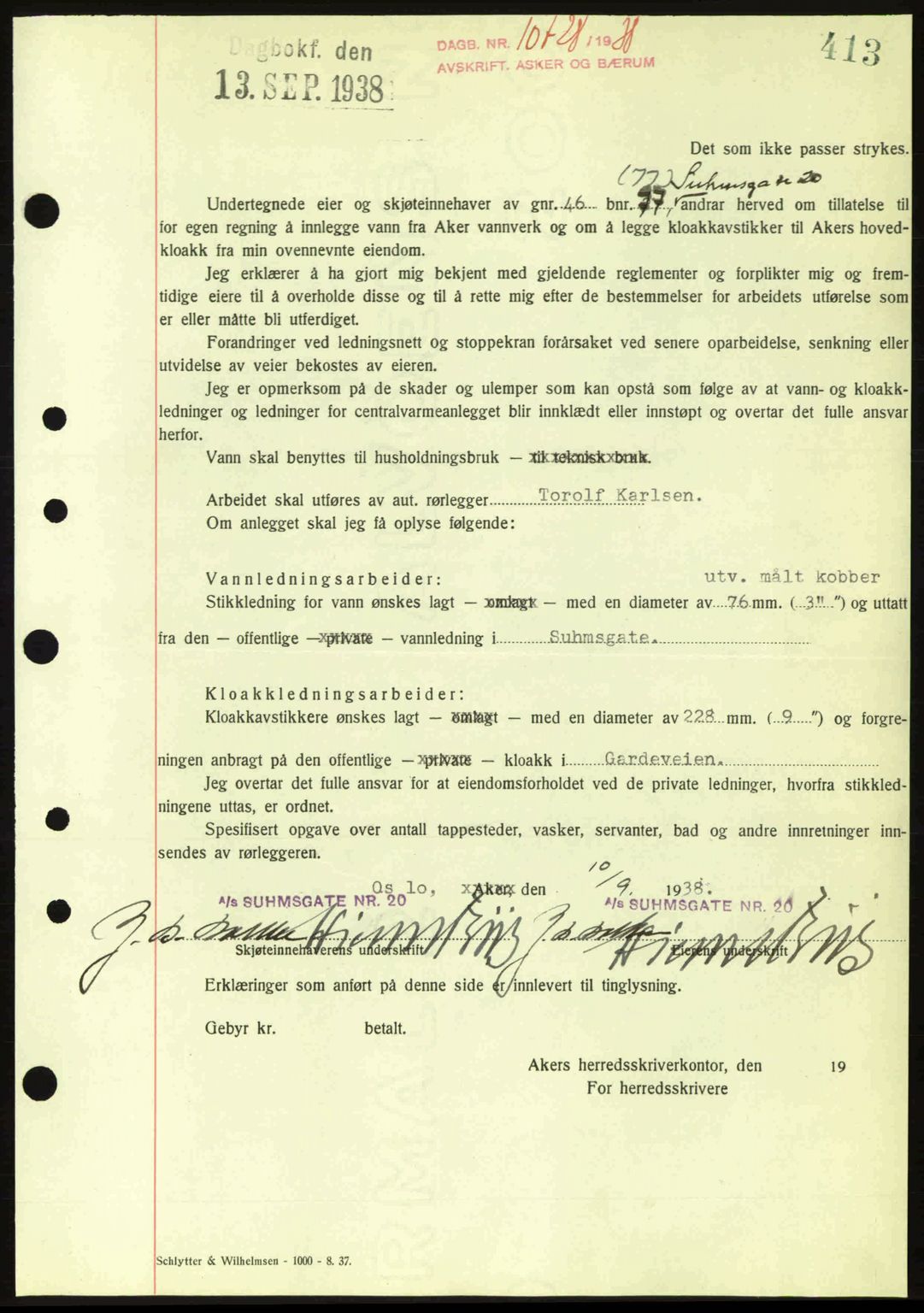 Aker herredsskriveri, SAO/A-10896/G/Gb/Gba/Gbab/L0025: Mortgage book no. A154-155, 1938-1938, Diary no: : 10728/1938