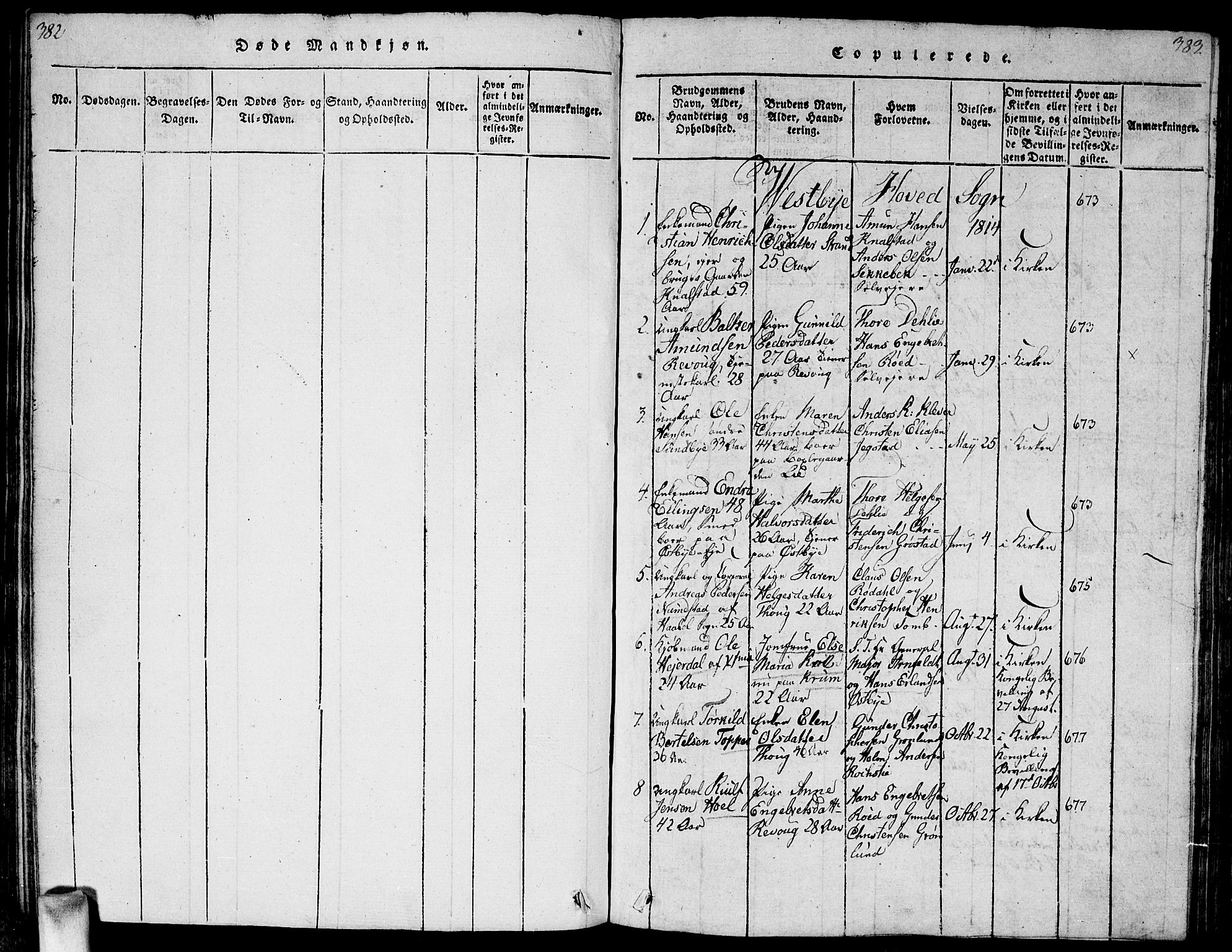 Vestby prestekontor Kirkebøker, SAO/A-10893/G/Ga/L0001: Parish register (copy) no. I 1, 1814-1827, p. 382-383