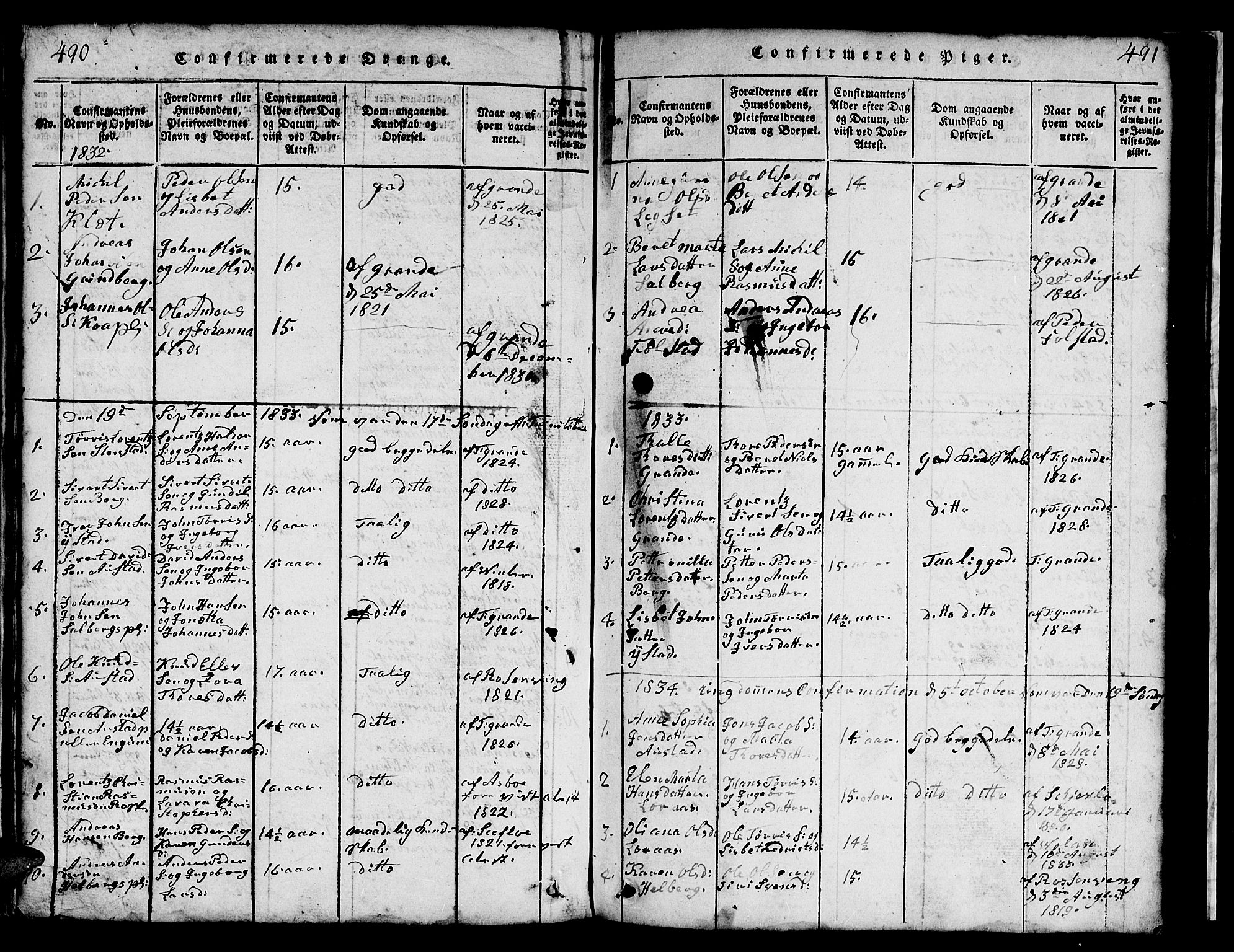 Ministerialprotokoller, klokkerbøker og fødselsregistre - Nord-Trøndelag, SAT/A-1458/731/L0310: Parish register (copy) no. 731C01, 1816-1874, p. 490-491