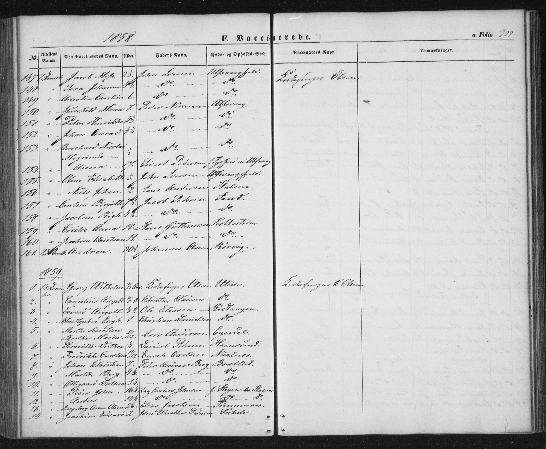 Ministerialprotokoller, klokkerbøker og fødselsregistre - Nordland, AV/SAT-A-1459/859/L0844: Parish register (official) no. 859A04, 1849-1862, p. 309