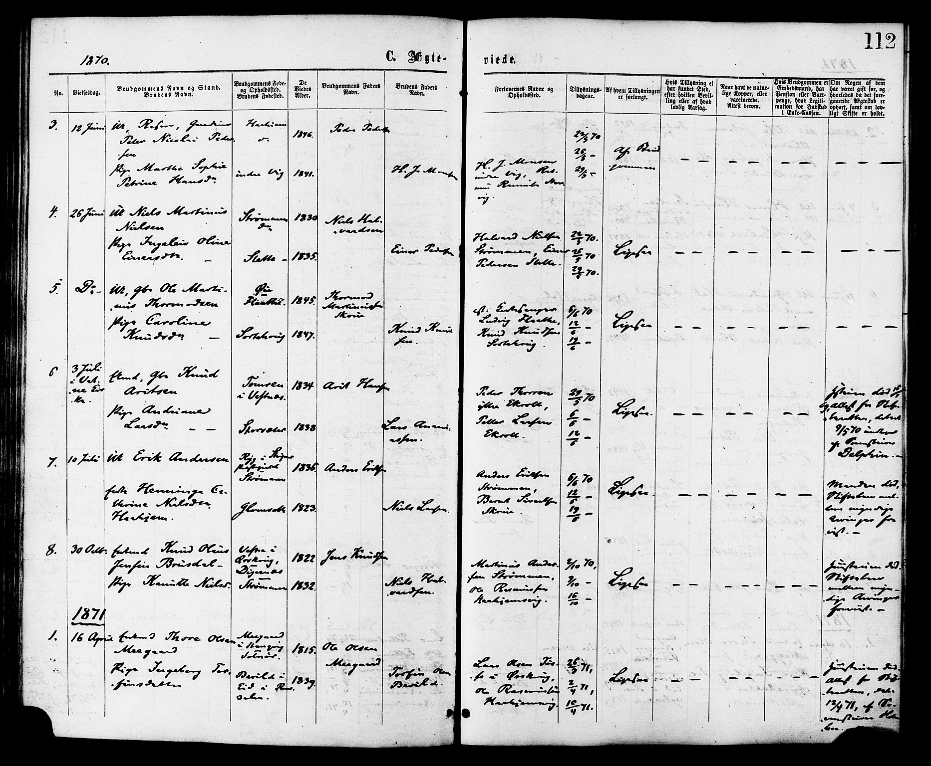 Ministerialprotokoller, klokkerbøker og fødselsregistre - Møre og Romsdal, AV/SAT-A-1454/524/L0355: Parish register (official) no. 524A07, 1864-1879, p. 112