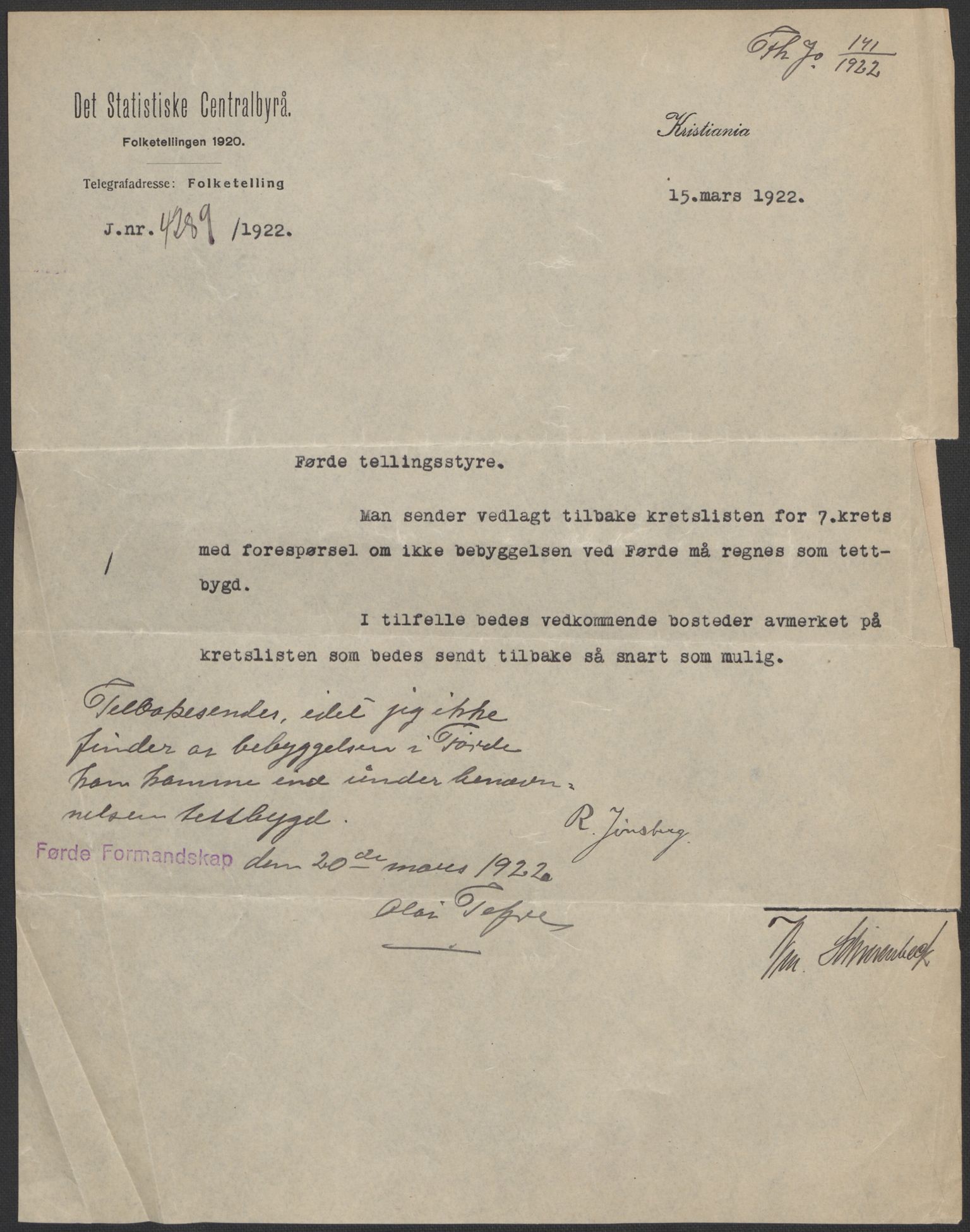 SAB, 1920 census for Førde, 1920, p. 25