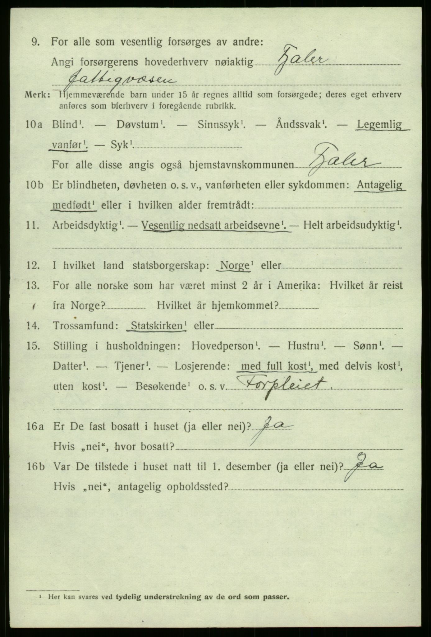 SAB, 1920 census for Hyllestad, 1920, p. 3821