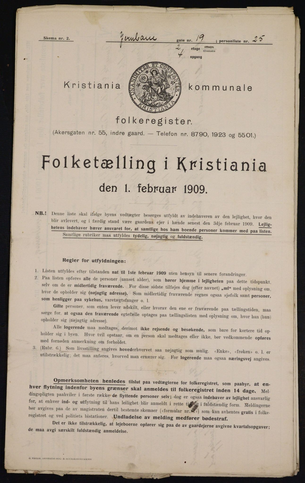 OBA, Municipal Census 1909 for Kristiania, 1909, p. 42749