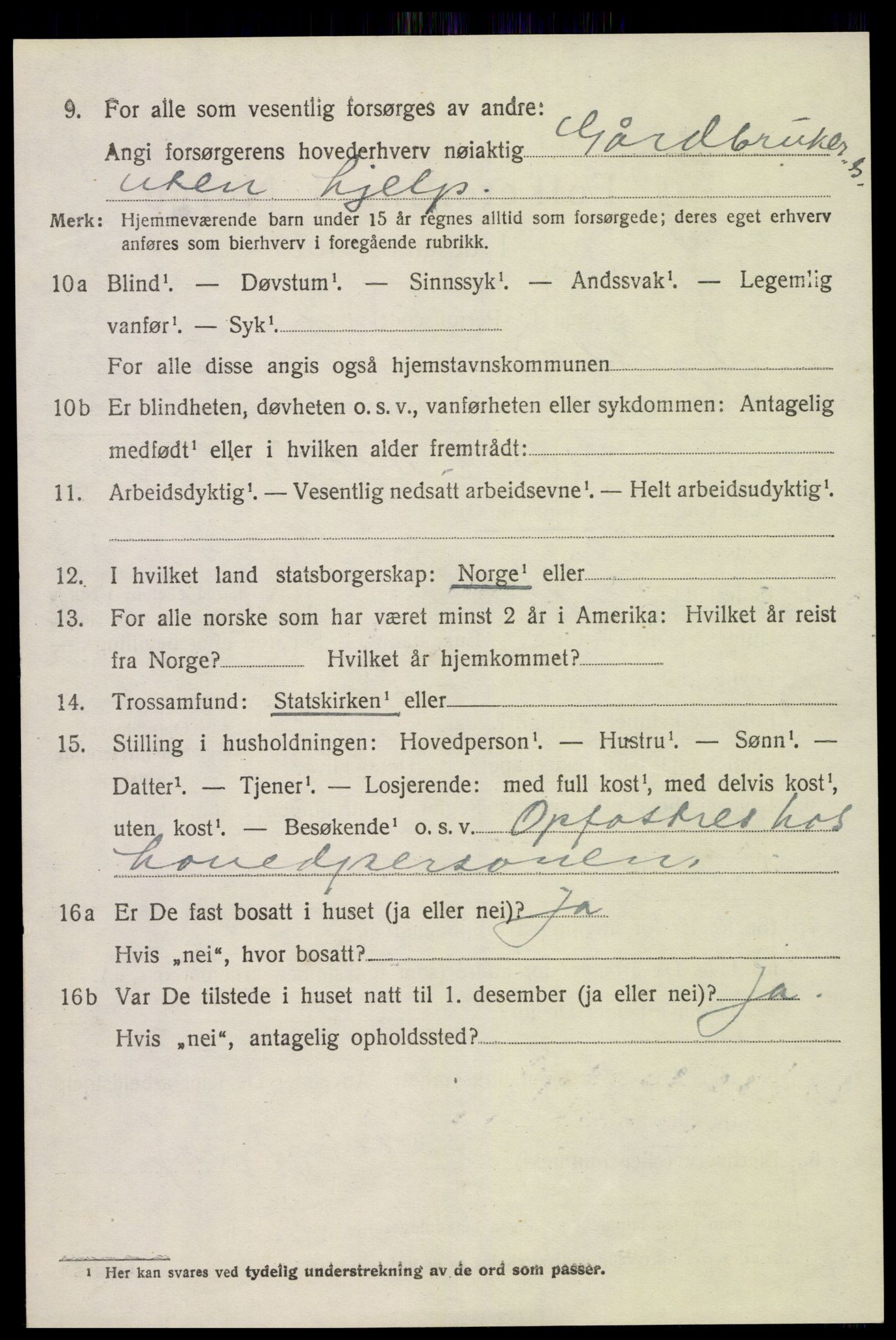 SAK, 1920 census for Øyestad, 1920, p. 4849