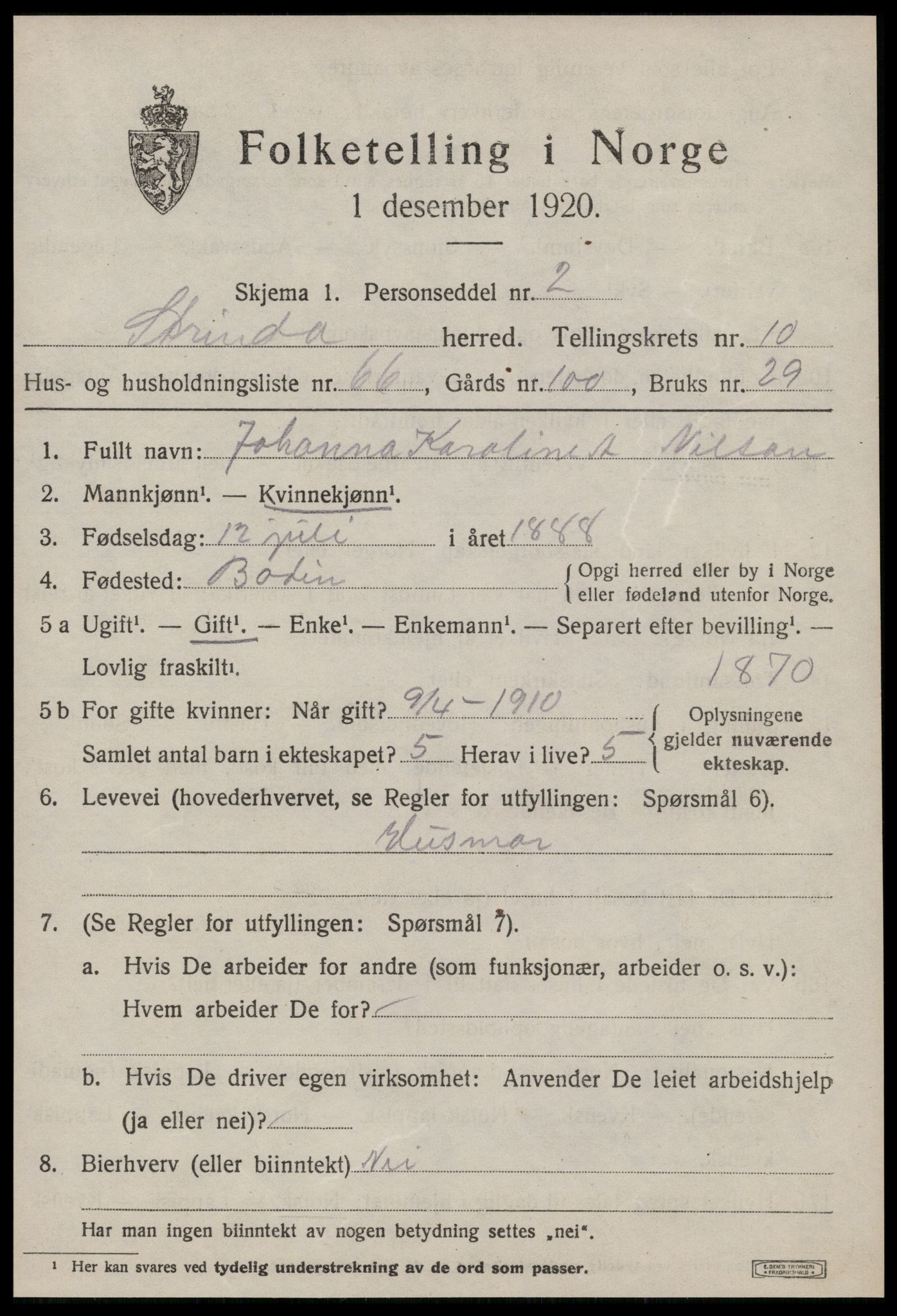 SAT, 1920 census for Strinda, 1920, p. 25028