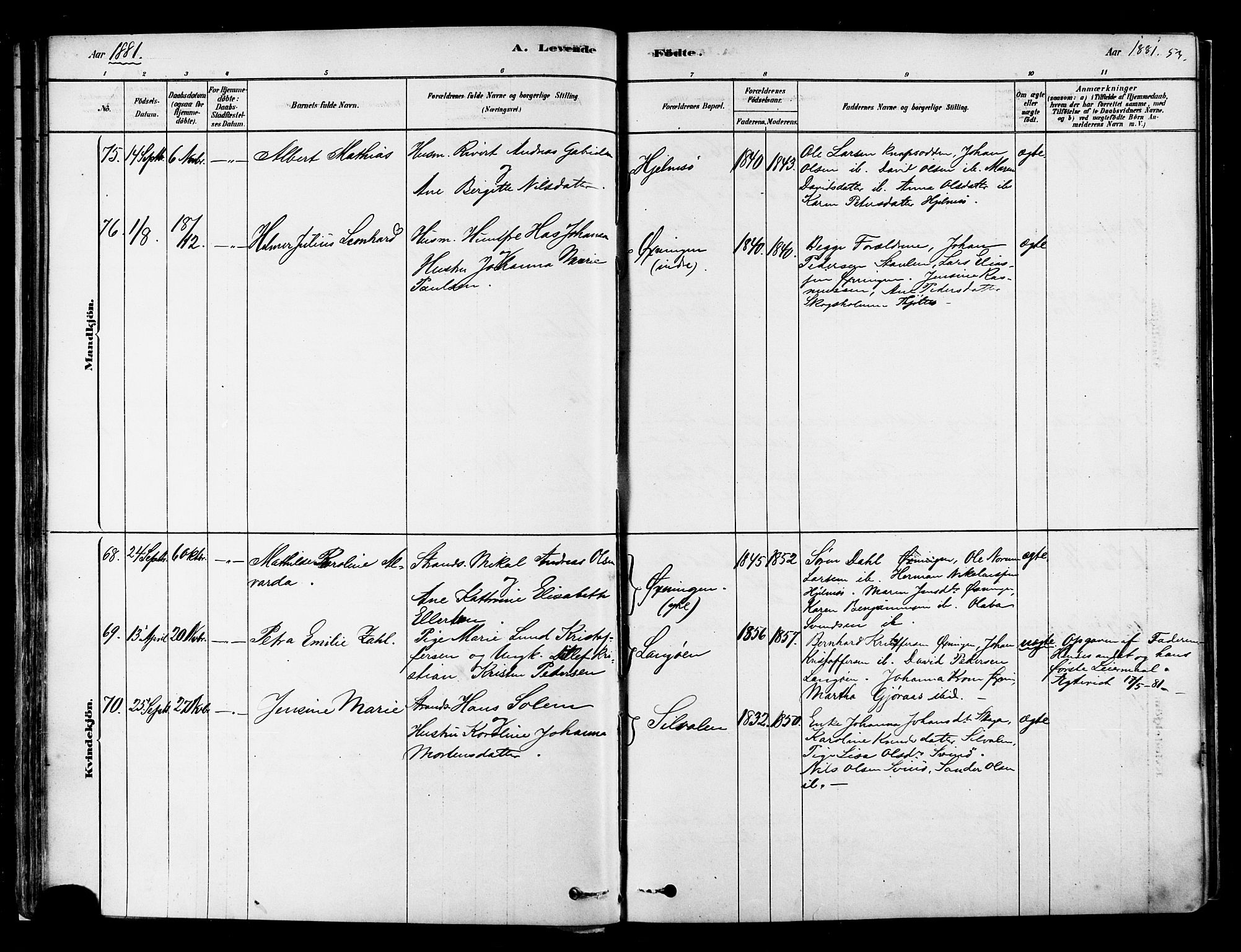 Ministerialprotokoller, klokkerbøker og fødselsregistre - Nordland, AV/SAT-A-1459/834/L0507: Parish register (official) no. 834A05, 1878-1892, p. 53