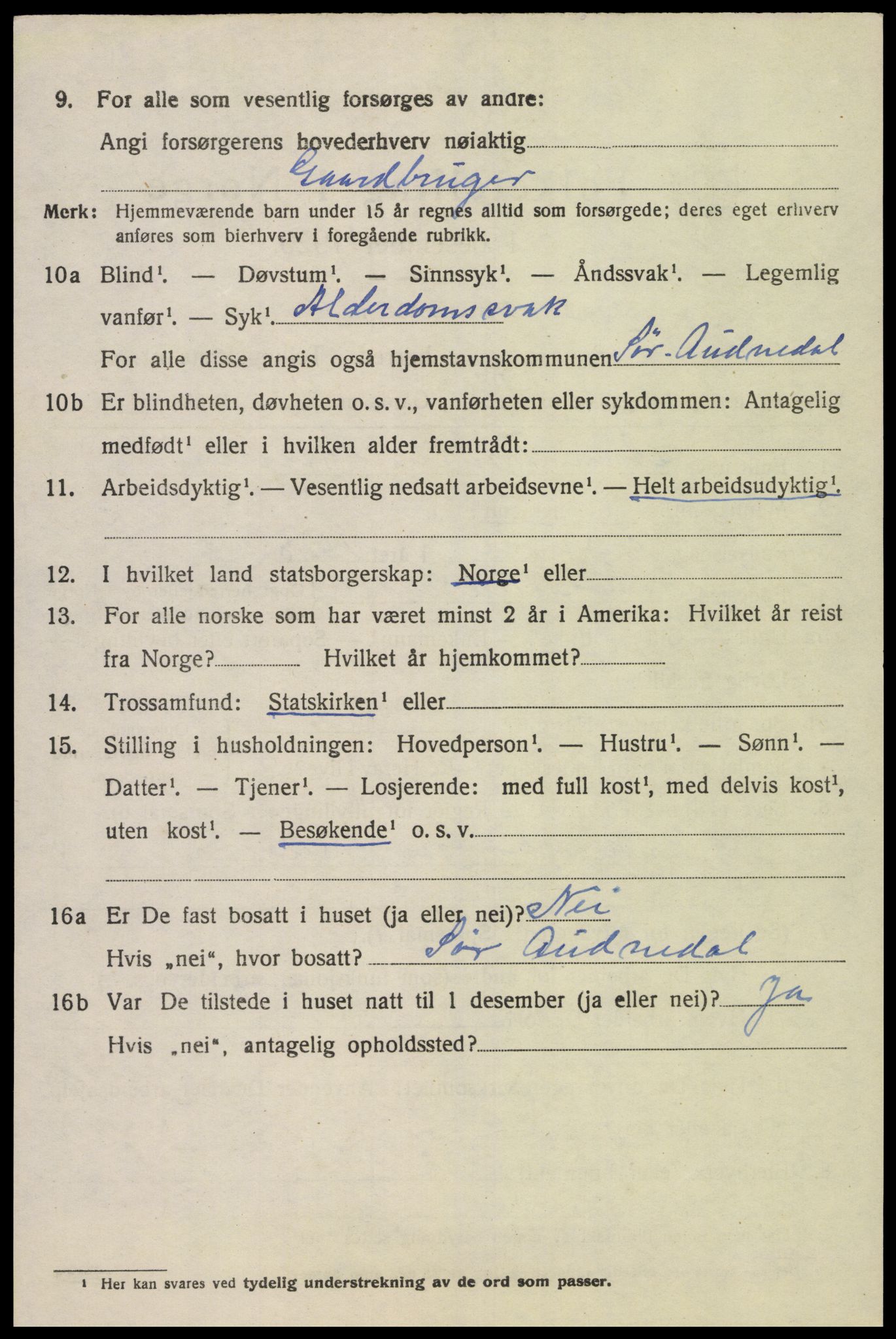 SAK, 1920 census for Holum, 1920, p. 2396