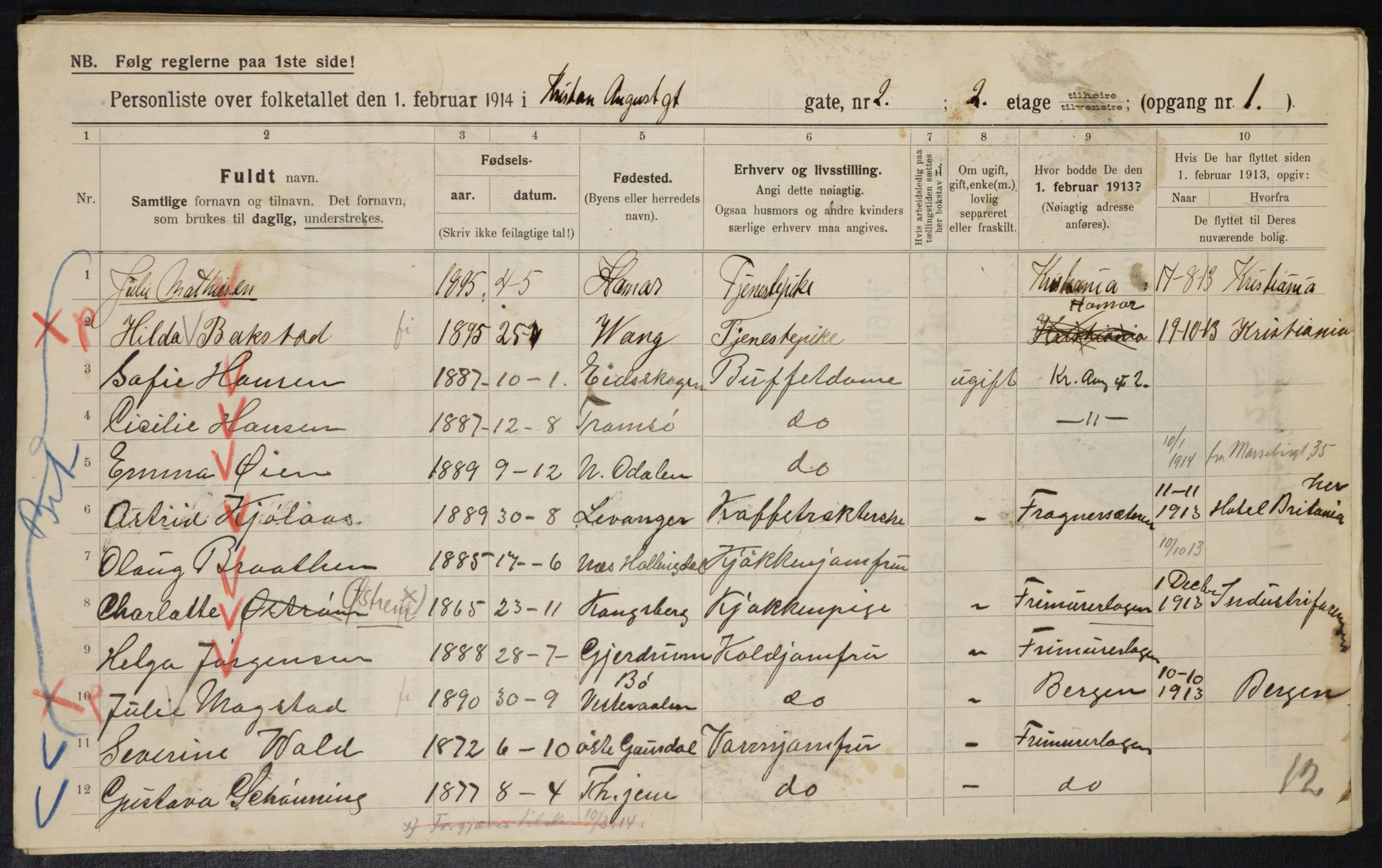 OBA, Municipal Census 1914 for Kristiania, 1914, p. 53866