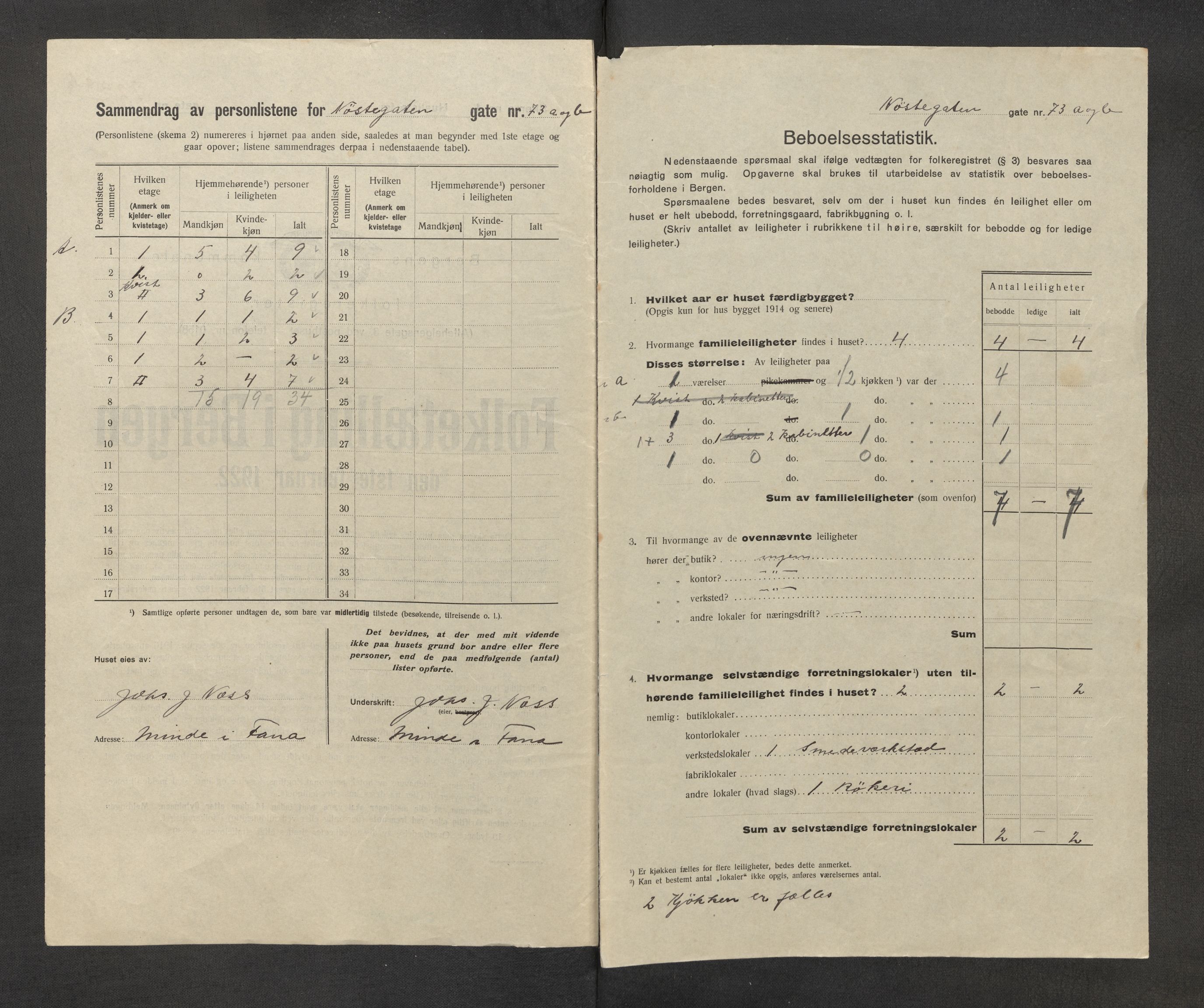 SAB, Municipal Census 1922 for Bergen, 1922, p. 29965