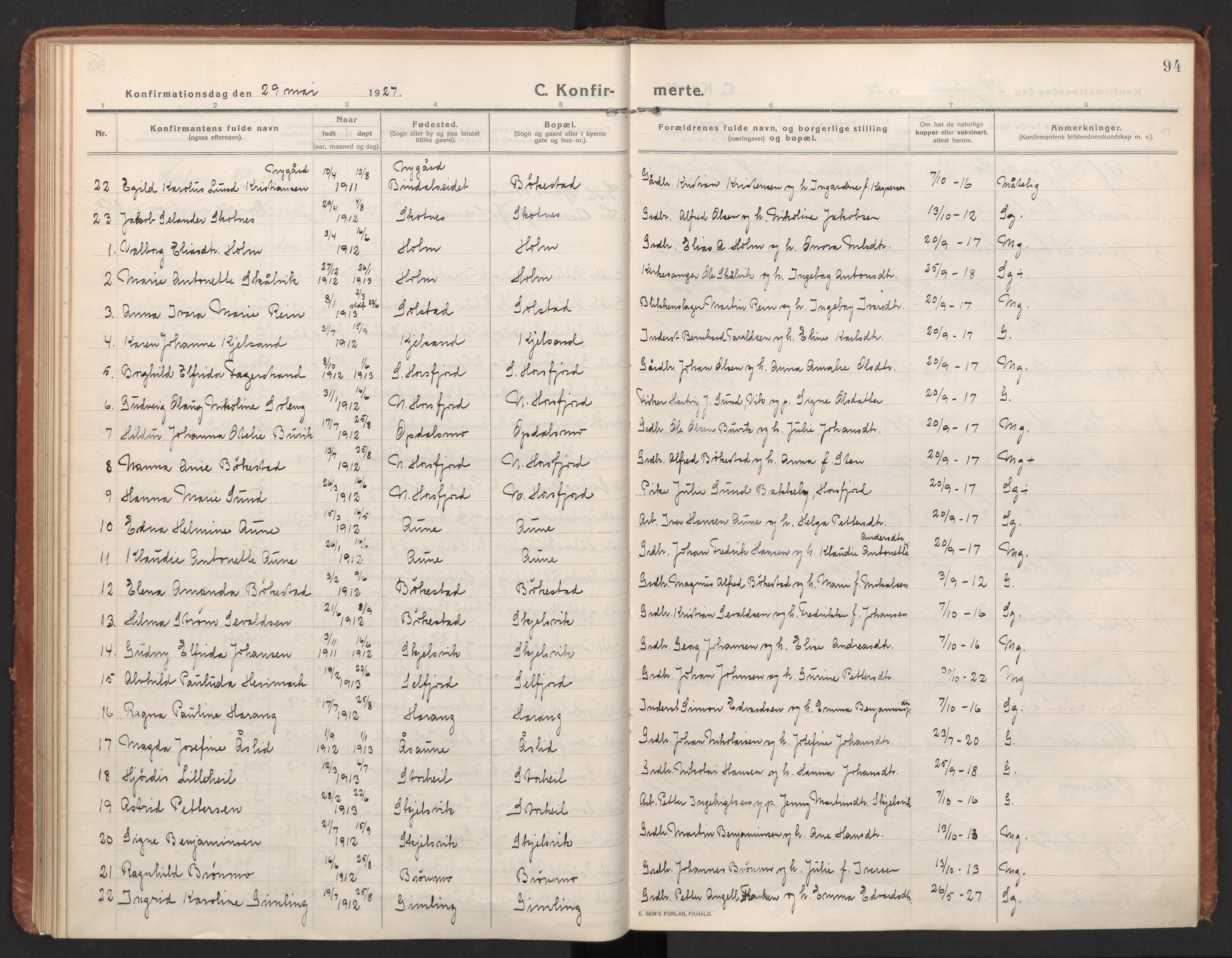 Ministerialprotokoller, klokkerbøker og fødselsregistre - Nordland, AV/SAT-A-1459/811/L0168: Parish register (official) no. 811A05, 1914-1932, p. 94