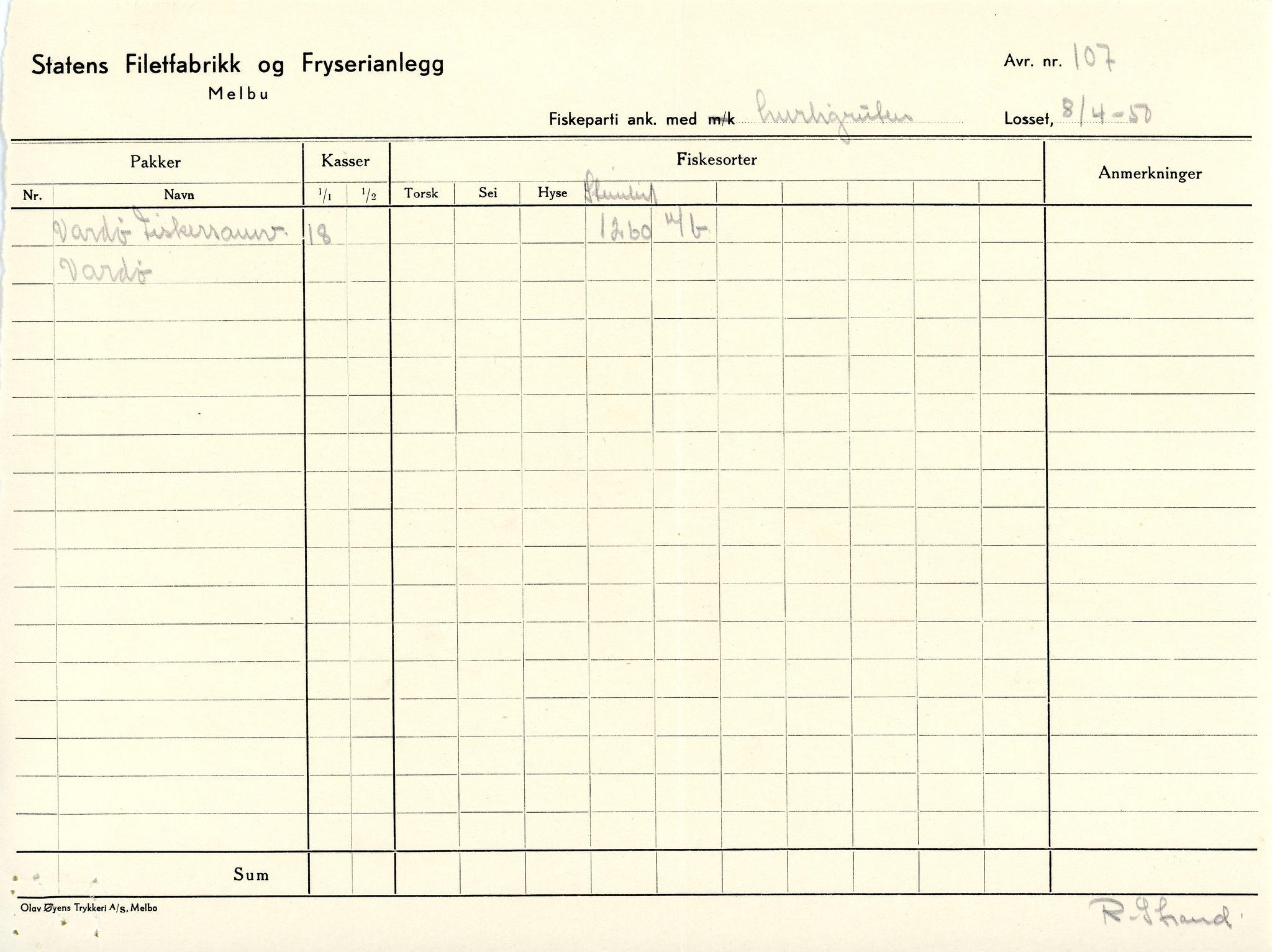 Vardø Fiskersamvirkelag, VAMU/A-0037/D/Da/L0006: Korrespondanse Re-St, 1947-1951