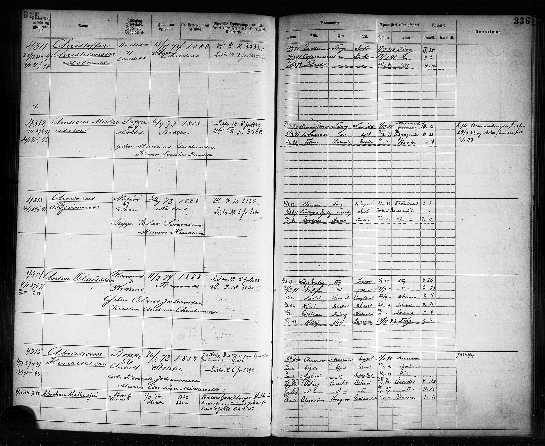 Tønsberg innrulleringskontor, AV/SAKO-A-786/F/Fb/L0007: Annotasjonsrulle Patent nr. 2636-5150, 1881-1892, p. 337