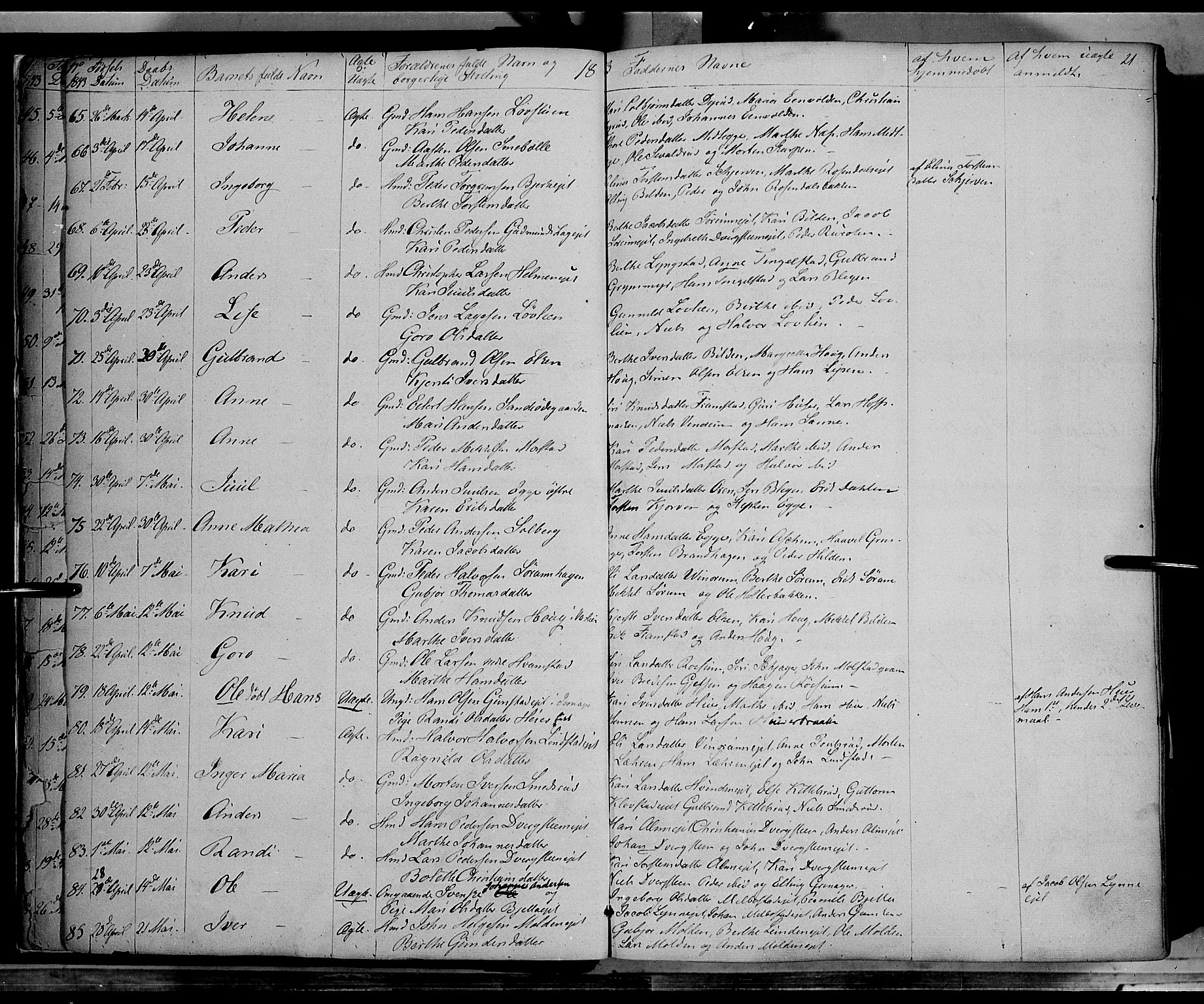 Gran prestekontor, AV/SAH-PREST-112/H/Ha/Haa/L0011: Parish register (official) no. 11, 1842-1856, p. 20-21