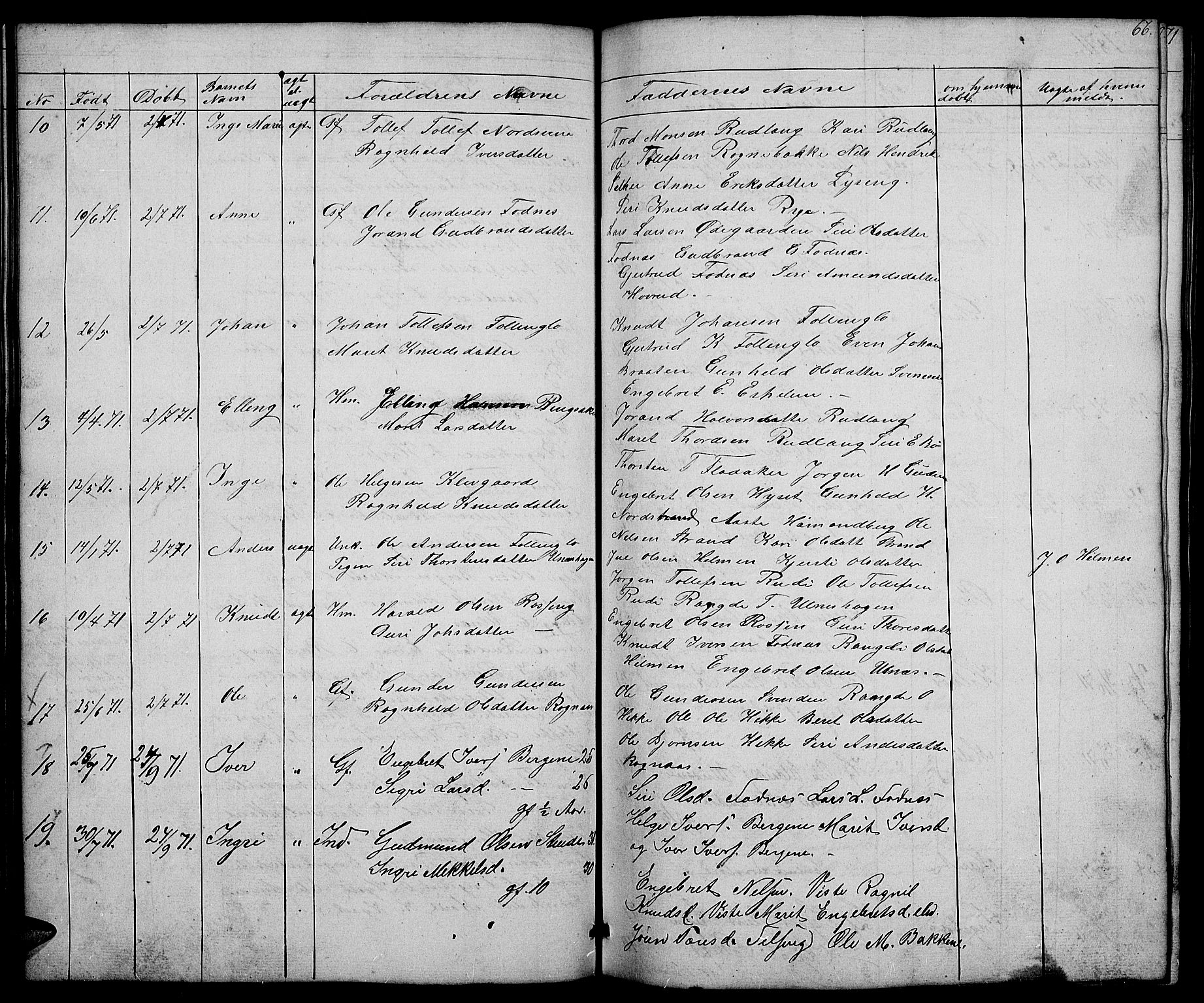 Nord-Aurdal prestekontor, SAH/PREST-132/H/Ha/Hab/L0004: Parish register (copy) no. 4, 1842-1882, p. 66
