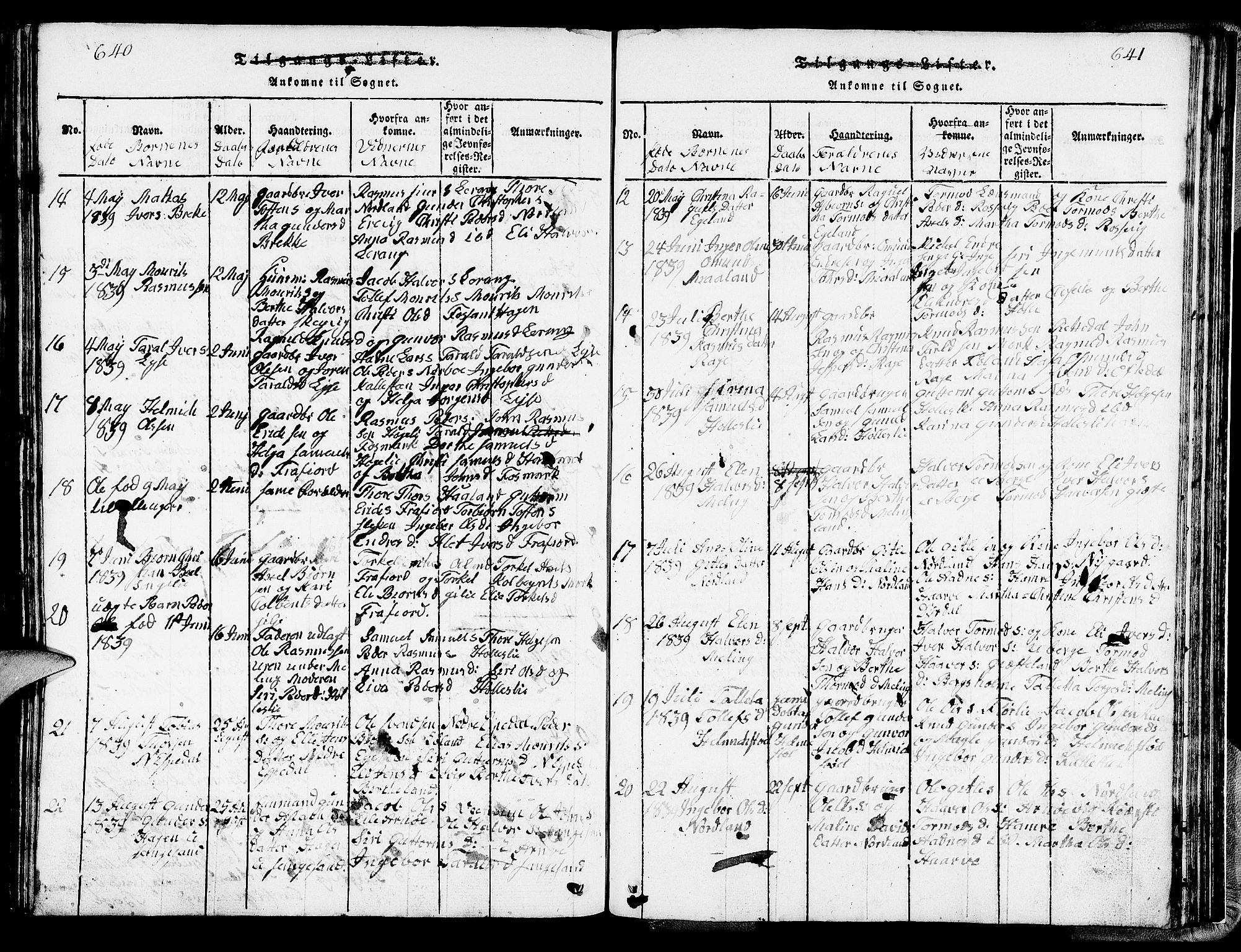 Strand sokneprestkontor, AV/SAST-A-101828/H/Ha/Hab/L0002: Parish register (copy) no. B 2, 1816-1854, p. 640-641