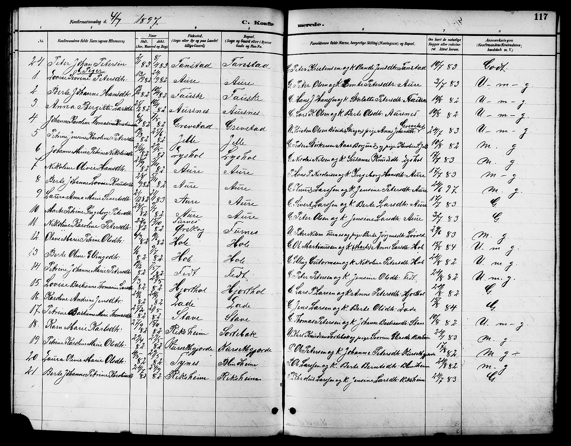 Ministerialprotokoller, klokkerbøker og fødselsregistre - Møre og Romsdal, AV/SAT-A-1454/523/L0340: Parish register (copy) no. 523C03, 1892-1902, p. 117